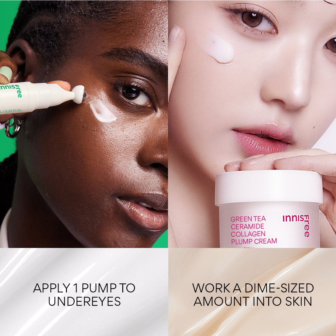 Green Tea Plump + Depuff Duo Set - Anti-Aging & Puffiness Reduction Skincare Combo for Glowing Skin | Perfect for Morning Routine & Travel Skincare