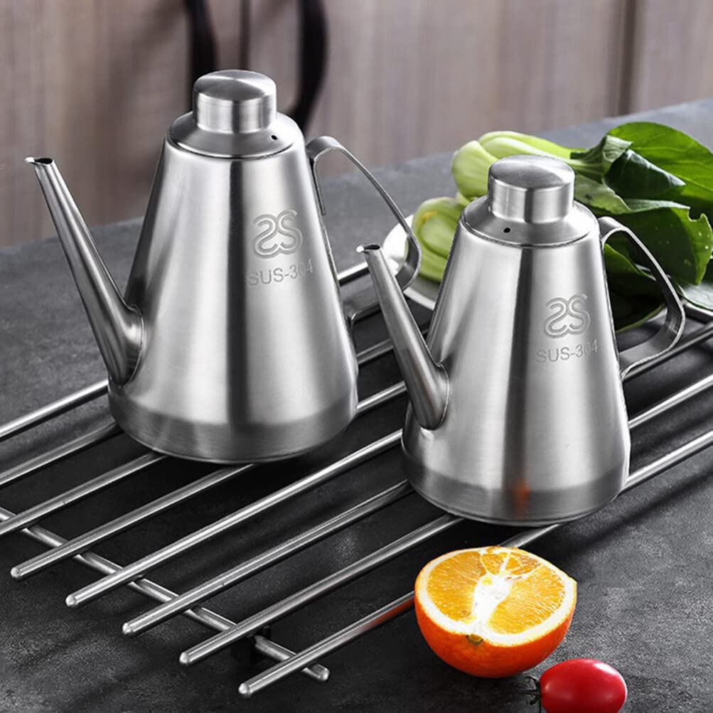 Premium Stainless Steel Oil Dispenser Bottle - 1000ML Olive Oil & Vinegar Cruet with Drip-Free Spout - Perfect for Kitchen, Restaurants & Salad Dressing