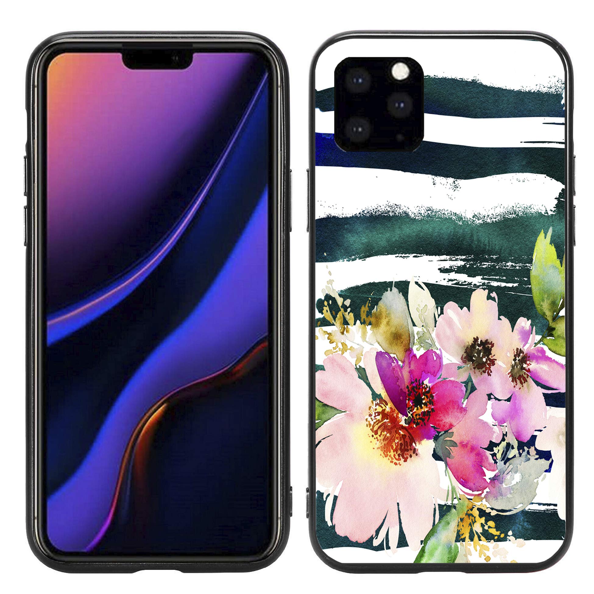 Atomic Market Floral Watercolor Stripes iPhone 11 Pro Max Case (6.5-inch, 2019 Model) - Stylish Protection for Everyday Use & Special Occasions