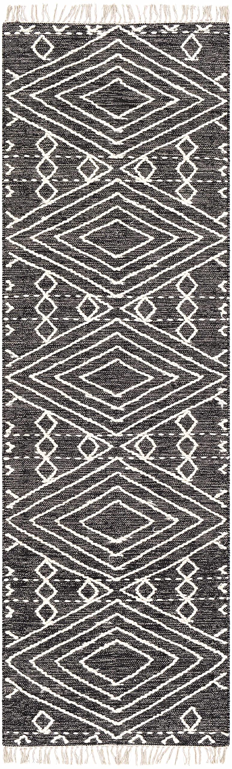 Bohemian Global Area Rug 12x15 Feet - Hauteloom Skedee Black Beige Handmade Living Room Bedroom Rug - Perfect for Boho Home Decor & Cozy Spaces