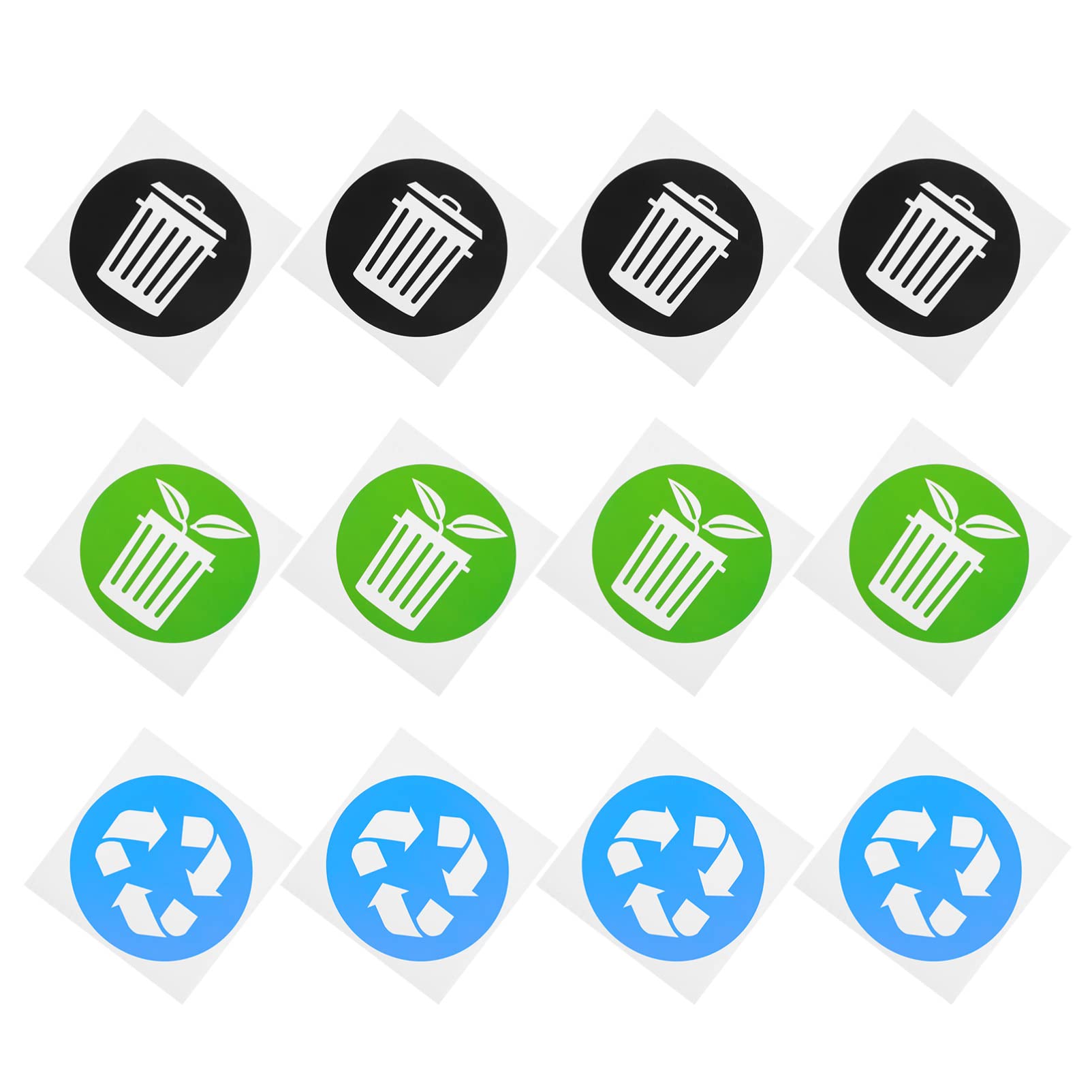 12pcs Trash Can Sign Stickers - Large Office Garbage Bin Decals, Self-Adhesive PVC Waste Labels for Recycling & Organization | Perfect for Office, Home, Kitchen & Commercial Spaces