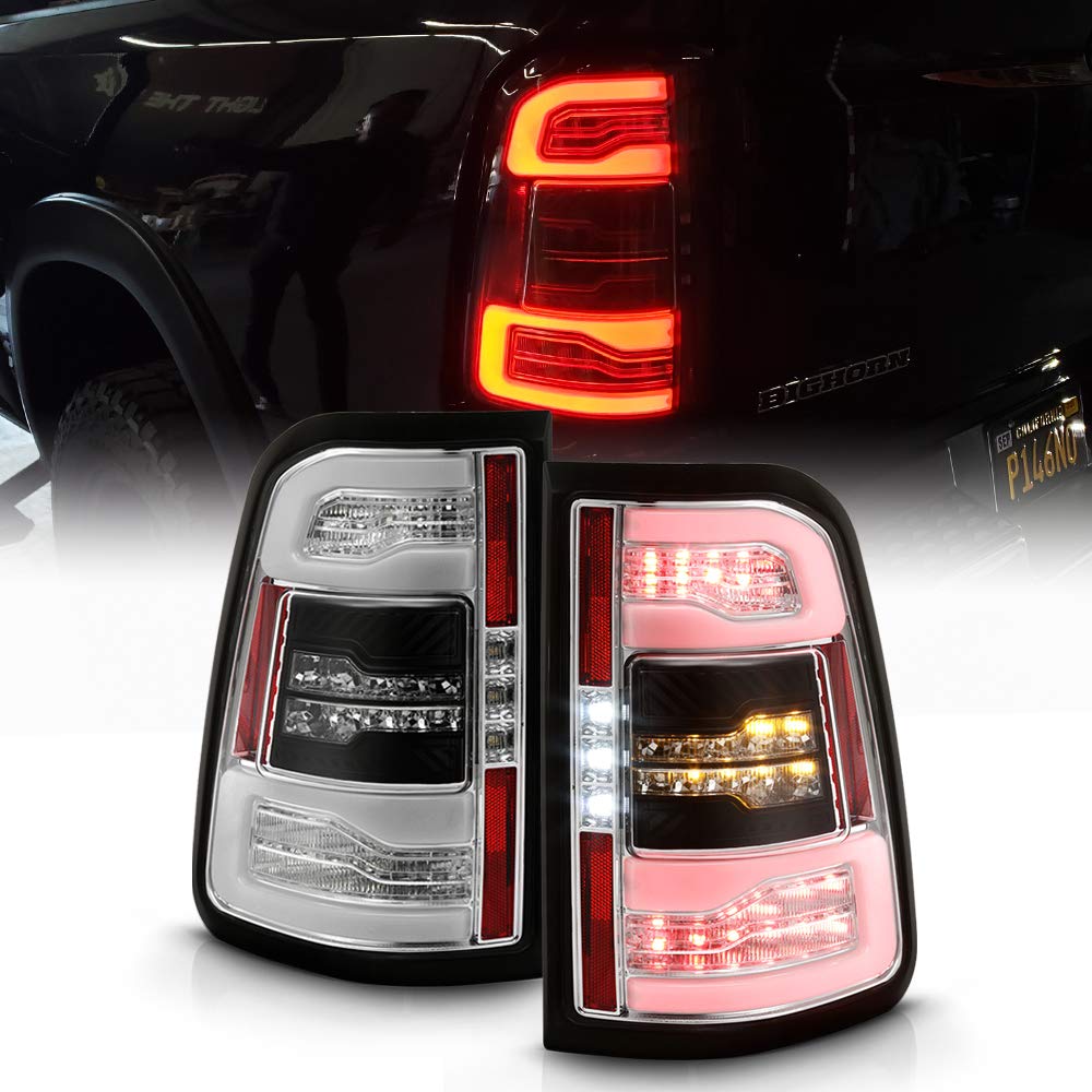 ACANII LED Tail Lights for 2019-2022 Ram 1500 - Chrome Sequential Turn Signal Lamps (Pair) - Upgrade Your Truck's Style & Safety for Night Driving and Enhanced Visibility