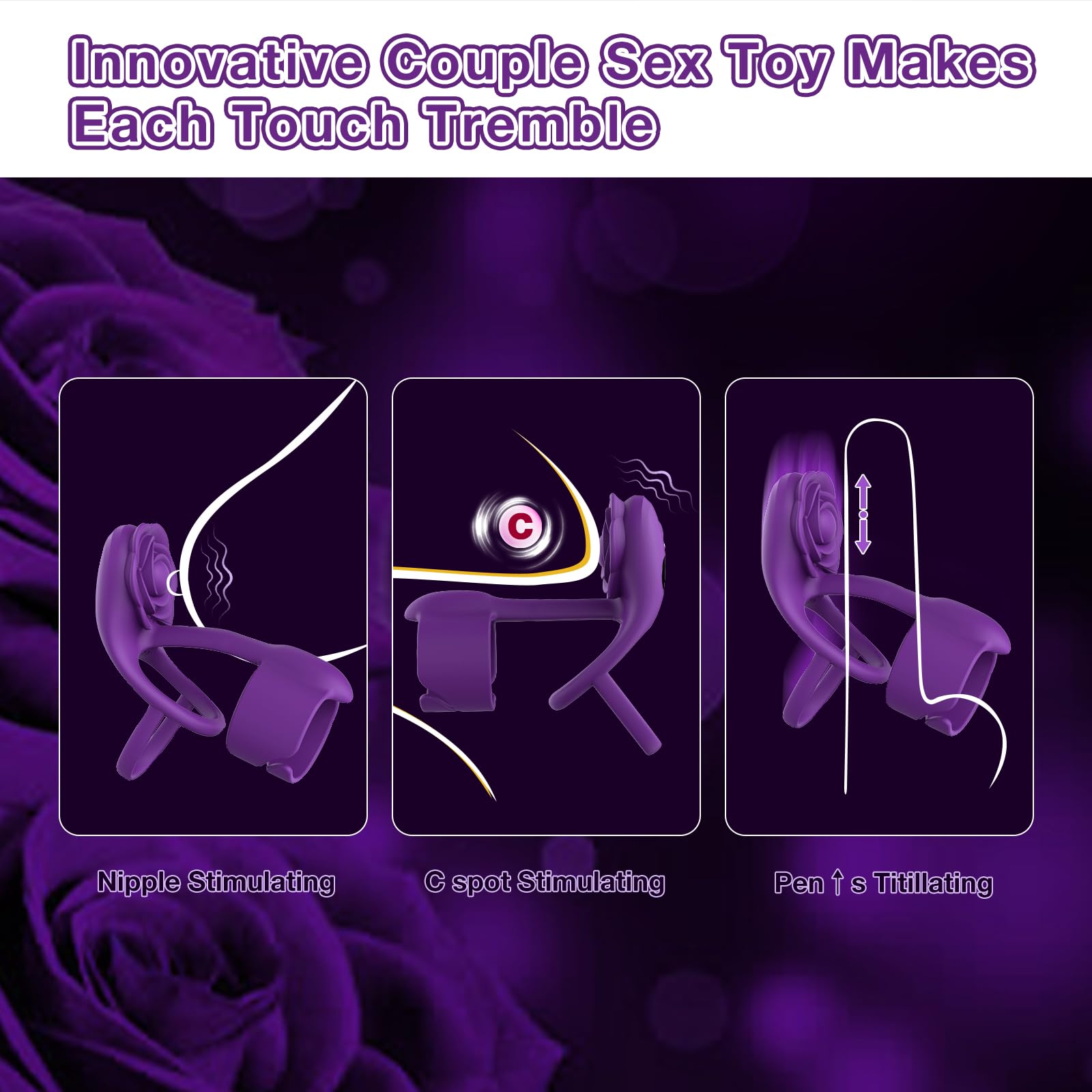 RIDMII 3-in-1 Vibrating Cock Ring for Couples - Remote Control Rose Shaped Clitoral Stimulator with 10 Powerful Vibration Modes | Enhance Intimacy & Spice Up Your Sex Life in Bedroom or Romantic Nights