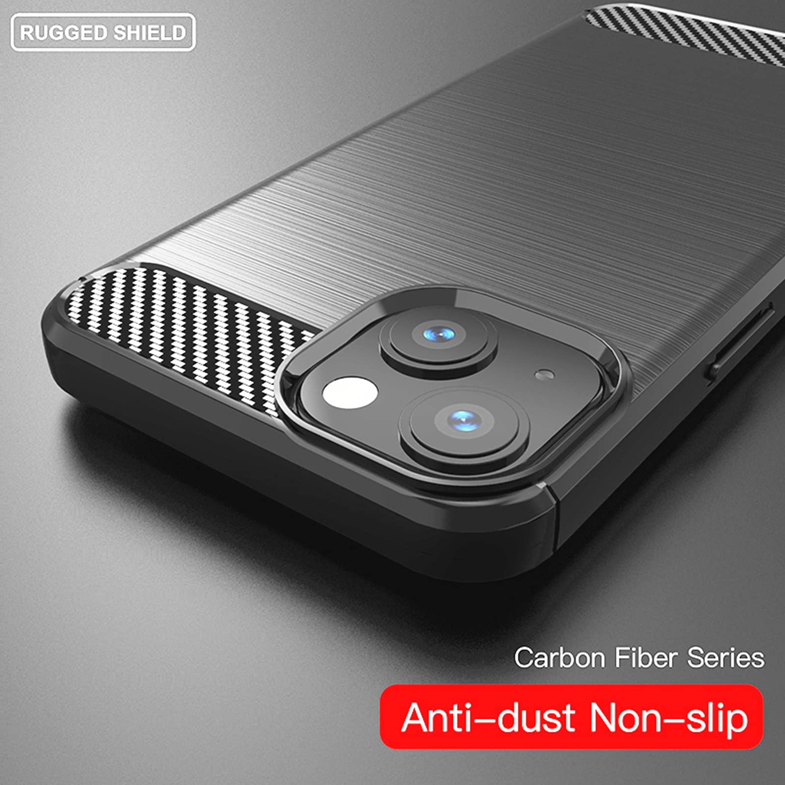 Matte TPU Case for iPhone 13 Pro Max/13 Mini - Soft Brushed Texture with Carbon Fiber Design | Shockproof & Anti-Scratch Protective Cover (Black) - Perfect for Daily Use, Travel & Outdoor Activities