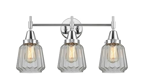 Innovations 447-3W-PC-G142 Transitional 3-Light Bathroom Vanity Light Fixture in Chrome Finish - Perfect for Modern Bathrooms & Powder Rooms