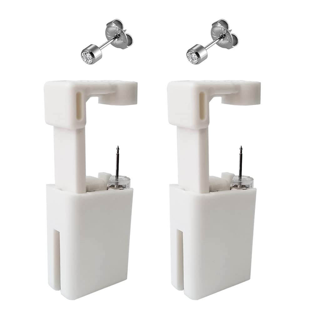 2 Pack Disposable Self Ear Piercing Gun Kit - Safe & Easy Ear Piercing Tool with Stainless Steel Studs for Cartilage, Lobe & Helix - Perfect for Home Use, Gifts & First-Time Piercing