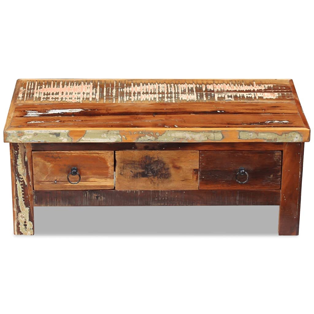 Vintage Industrial Coffee Table - Rustic Farmhouse Solid Wood Tea Table for Living Room & Office