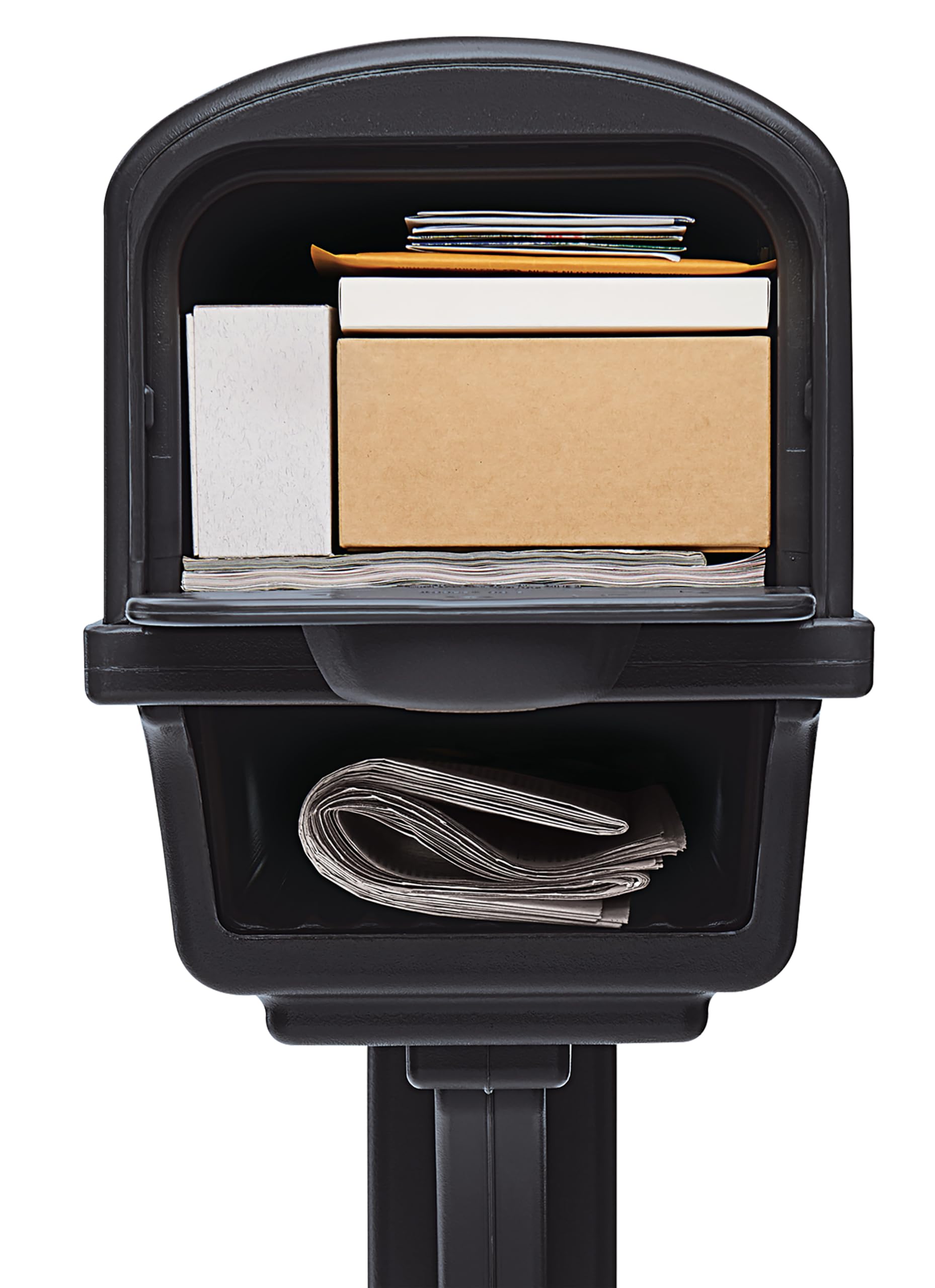 Gentry Plastic Dual Access Mailbox and Post Kit - Large Capacity Black Mailbox for Home & Office (GGC1B00AM) | Secure Mail Delivery with Weatherproof Design
