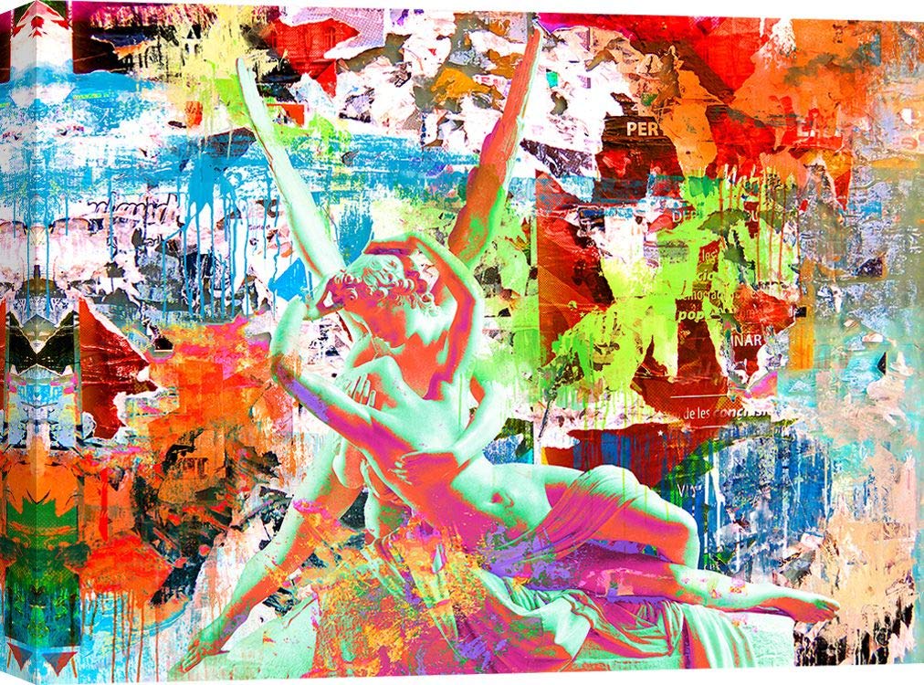 Eric Chestier Cupid and Psyche Modern Pop Art Canvas Print - 80x60 cm Wall Decor for Living Room, Bedroom & Office - Premium Quality Artwork