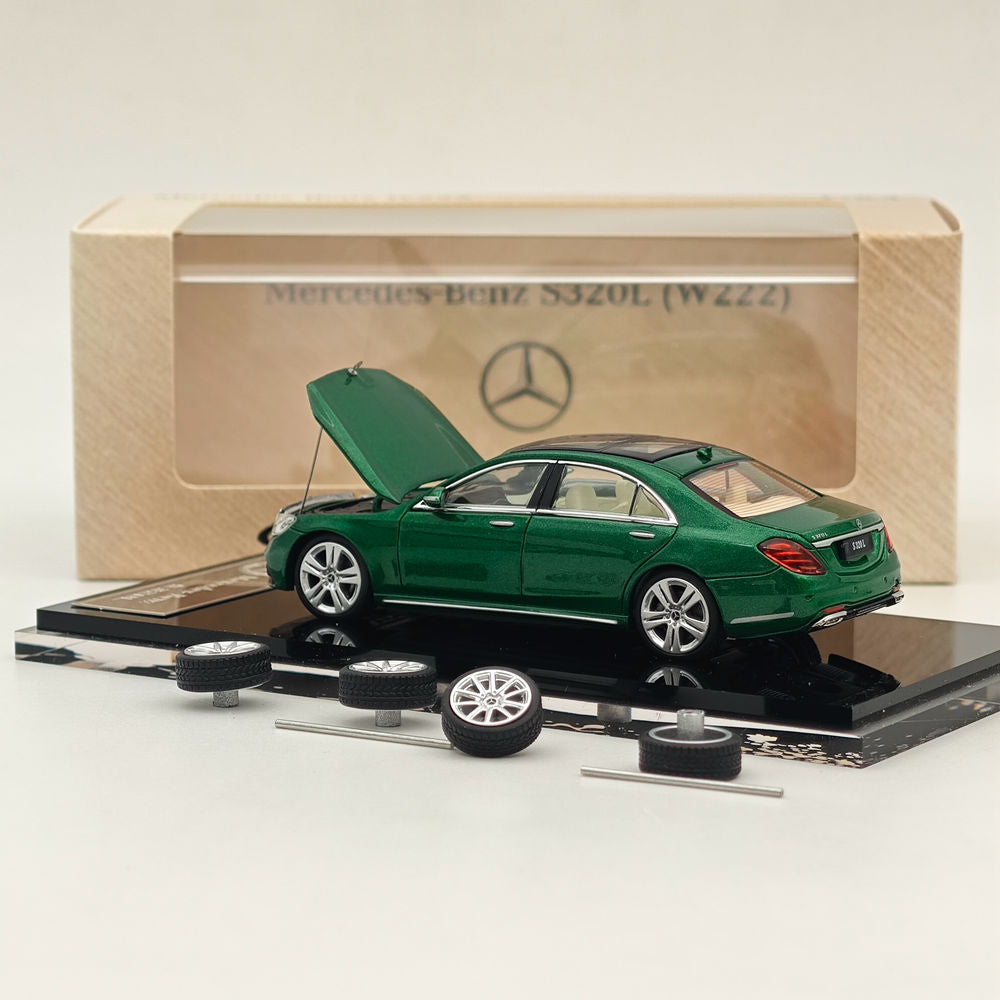 1/64 Mercedes Benz S320L W222 Sedan Sports Green Diecast Metal Car Model - Collectible Toy Car for Adults & Kids - Perfect for Display, Gifts, and Car Enthusiast Collections