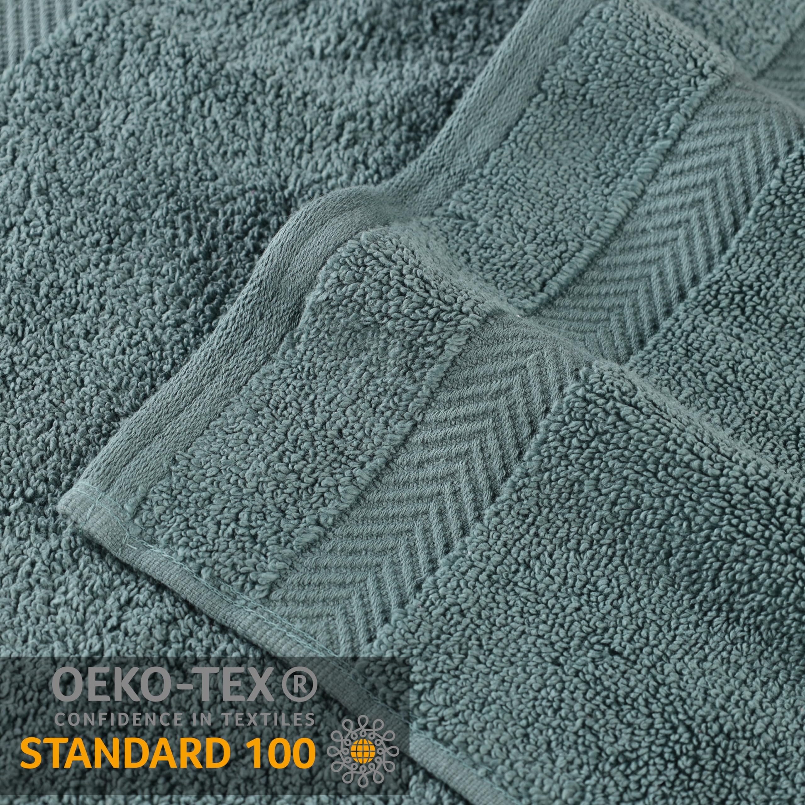 Premium 100% Cotton Bath Towel Set - 6 Piece Ultra Soft & Absorbent Luxury Towels (2 Washcloths, 2 Hand Towels, 2 Bath Towels) for Spa, Bathroom & Hotel Use - Jade Color