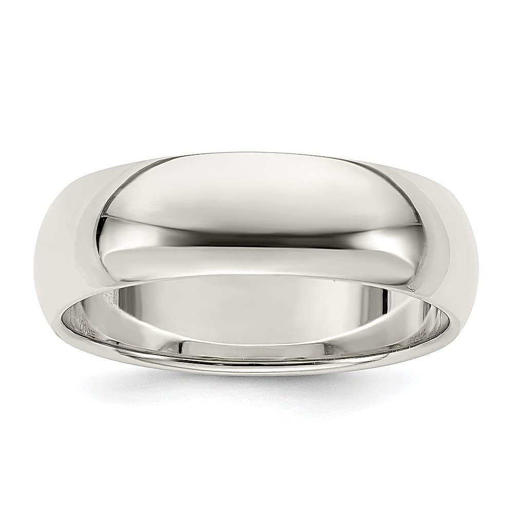 925 Sterling Silver 7mm Half Round Size 11 Wedding Band Ring - Classic Domed Fine Jewelry for Women - Perfect as Anniversary Gift, Engagement Ring, or Bridal Jewelry