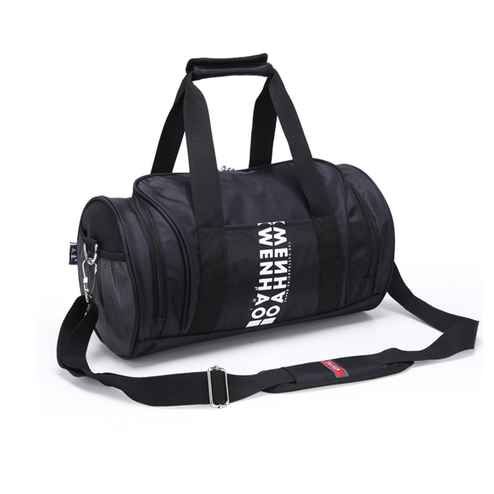 WENHAO Women's Medium Black Travel Duffel Bag with Shoe Compartment - Lightweight Sports Gym Luggage for Workout, Yoga, Weekend Getaways & Business Trips