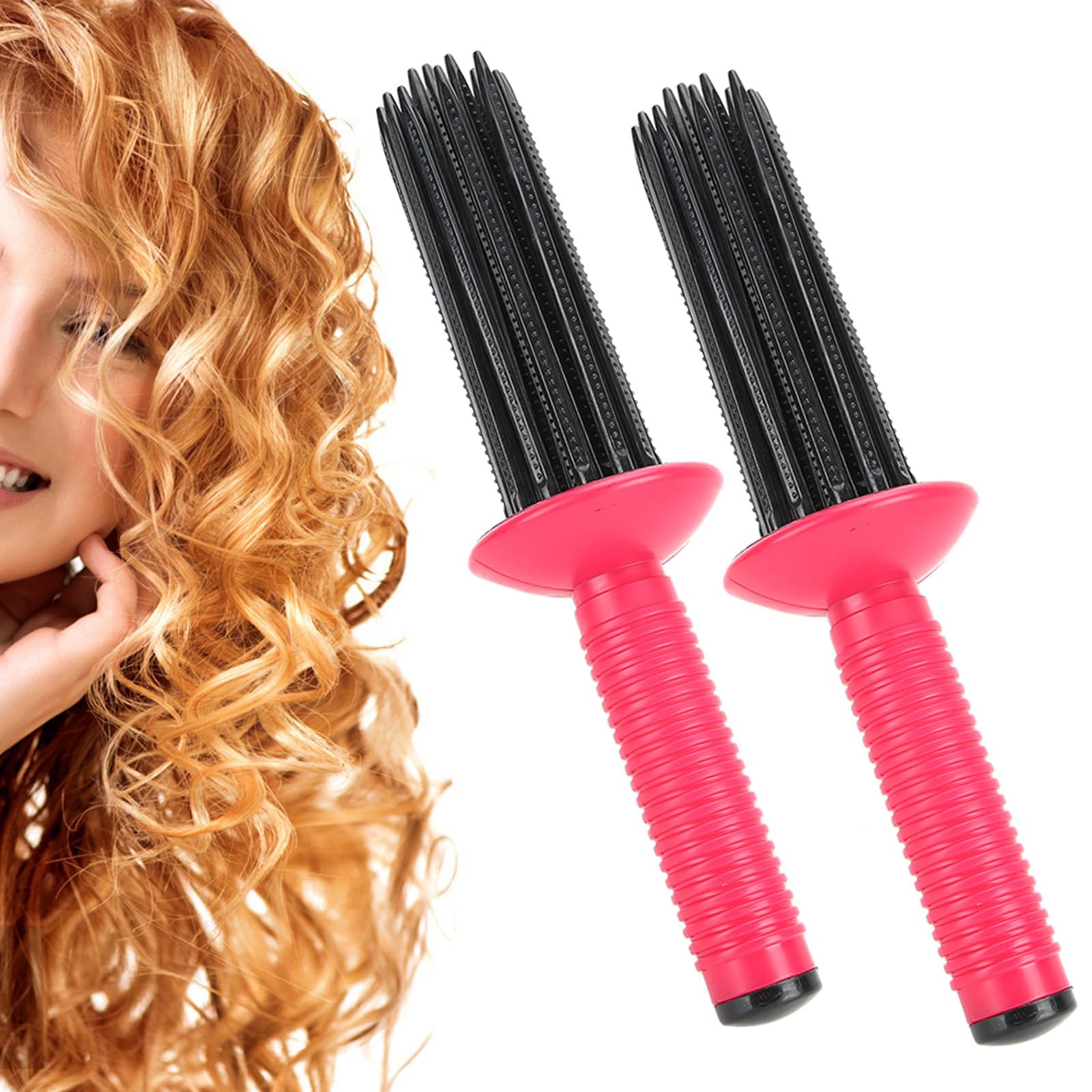 2-Pack Hair Curling Roll Combs - Professional Hair Curler & Styling Comb for Straightening Irons & Wands - Perfect for Salon, Home Hairstyling & DIY Curls