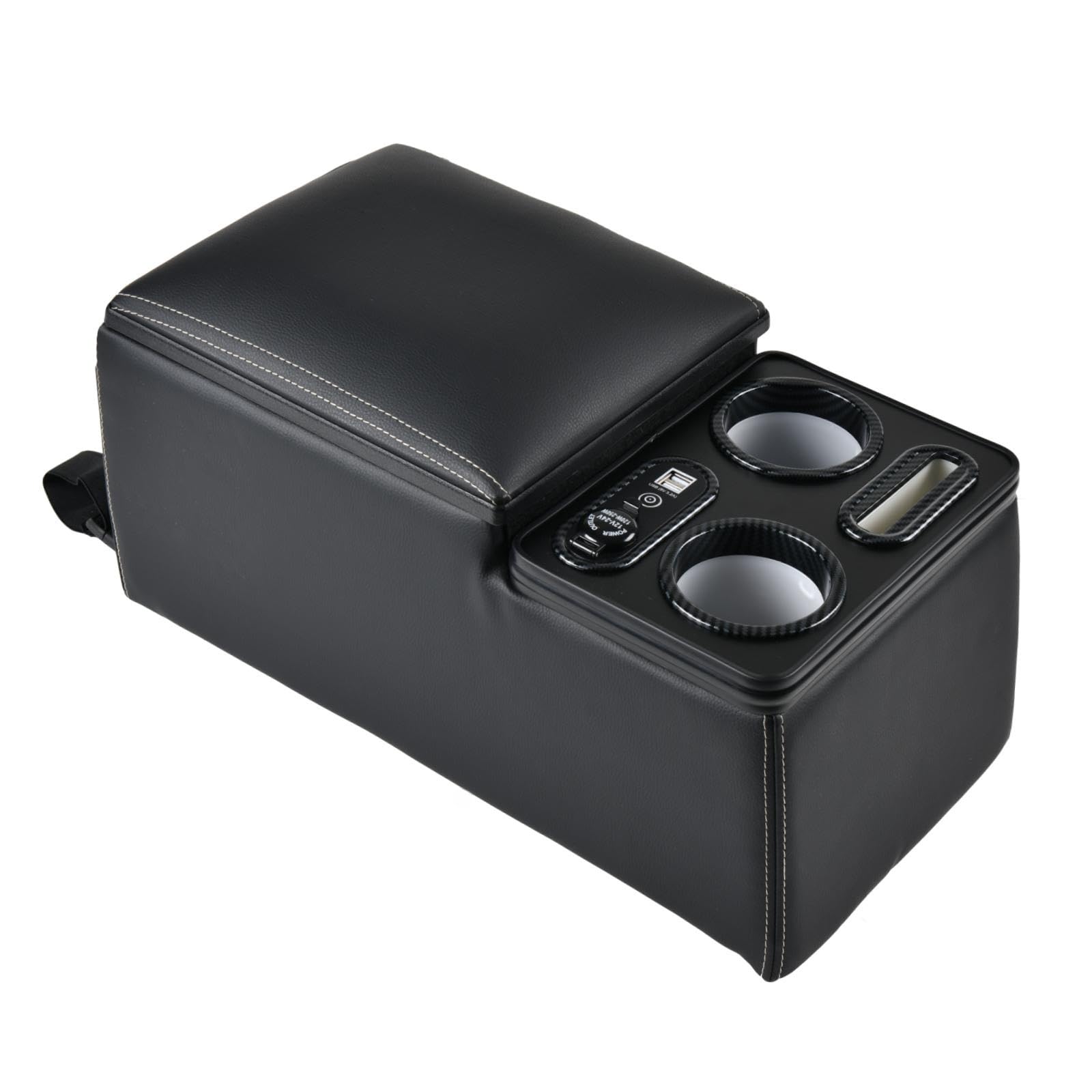 Universal Car Center Console Organizer - Rear Bench Seat Storage with Cup Holders & Phone Holder, Black Automotive Armrest Box for Cars, SUVs & Trucks - Perfect for Road Trips, Family Travel & Daily Commute