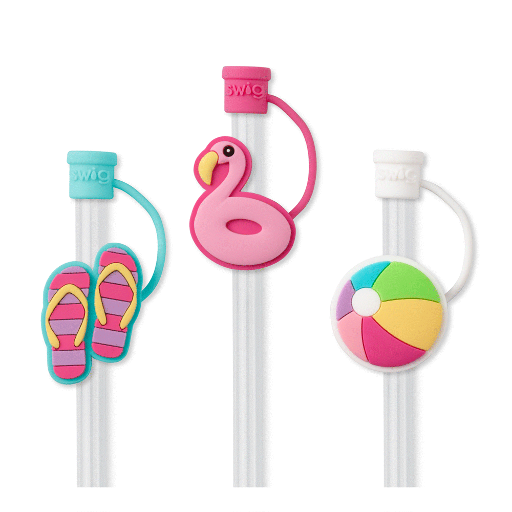 Premium Pool Straw Topper Set - 4 Pack Floating Drink Holders for Pool Parties, Summer Cocktails & Beach Vacations - BPA-Free Plastic Drink Accessories for Smoothies, Cocktails & Iced Beverages