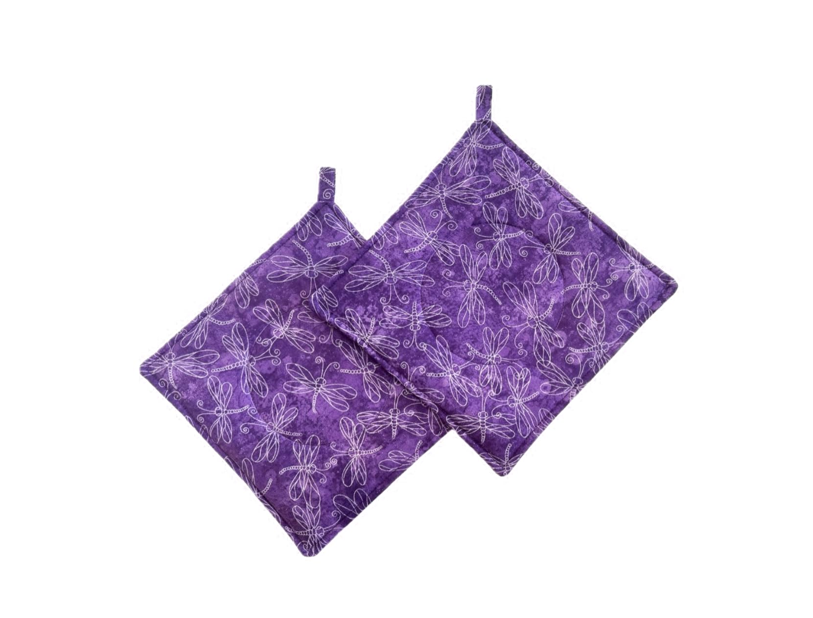Purple Dragonflies Pot Holders Set of 2 - 8x8 Inch Heat Resistant Kitchen Hot Pads for Cooking, Baking & Serving - Perfect Gift for Home Chefs