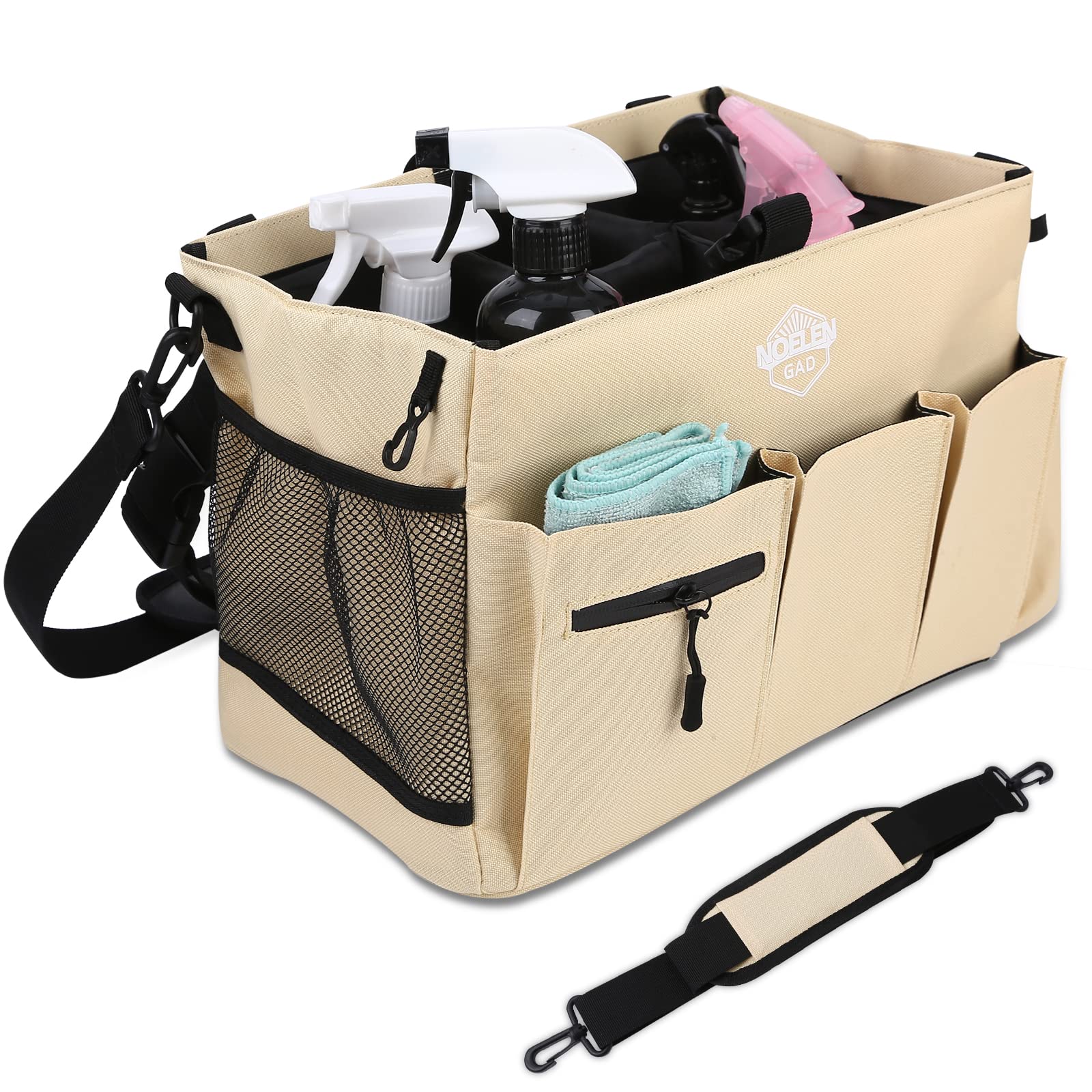 Large Wearable Cleaning Caddy Bag with Handle, Adjustable Shoulder & Waist Straps - Organize Cleaning Supplies, Furniture Storage & Car Accessories | Perfect for Home Cleaning, Car Detailing & Office Organization