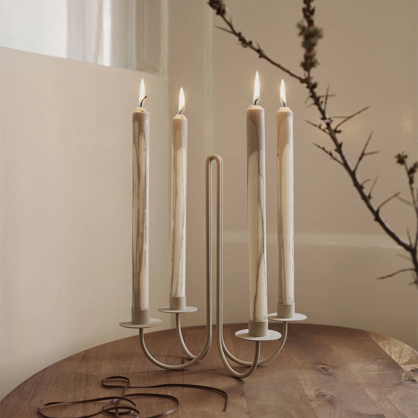 Ferm LIVING Sway Candelabra - Modern Brass Candle Holder for Dining Table, Wedding Centerpiece & Home Decor