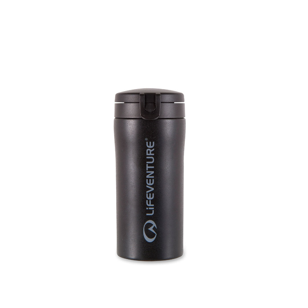Lifeventure Stainless Steel Flip Top Thermal Mugs 300ml - Double Wall Vacuum Insulated Travel Coffee Cup for Hot & Cold Drinks - Perfect for Camping, Office, and Commuting