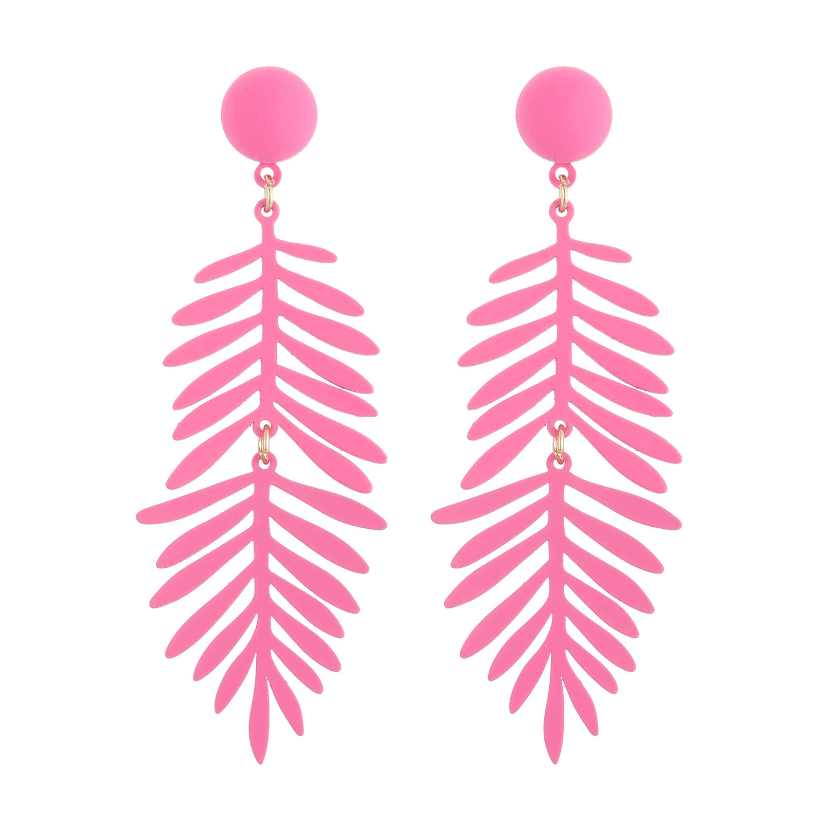 RUOFFETA Boho Leaf Dangle Earrings for Women - Handmade Palm Leaf Statement Earrings, Tropical Beach Jewelry Gift for Summer, Vacation & Festival Wear