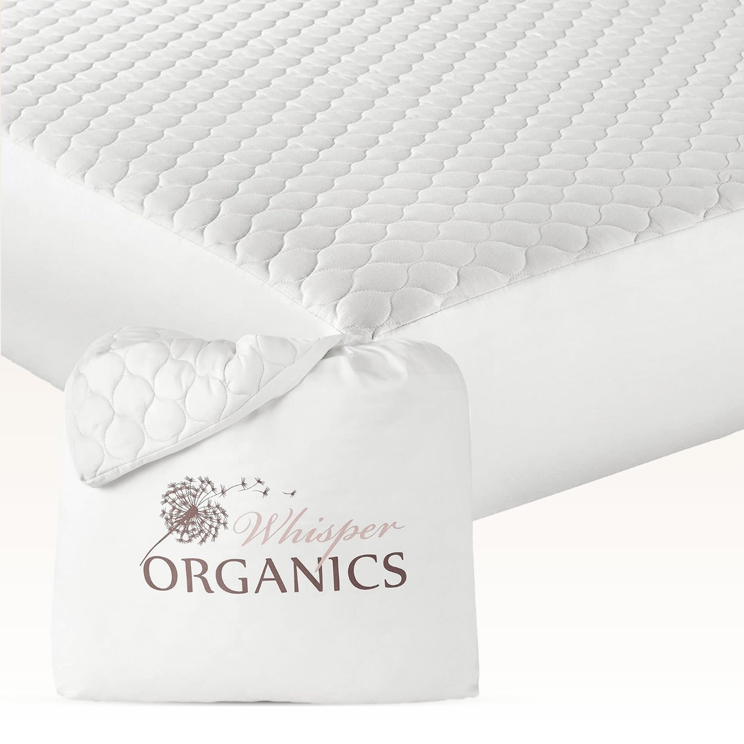 Organic Cotton Mattress Pad Twin Size - 300GSM Breathable Cooling Mattress Protector, Noiseless & Machine Washable - Premium Quilted Bedding for Hot Sleepers, Allergy Relief (White) - Perfect for Guest Rooms, Dorms & Eco-Friendly Homes