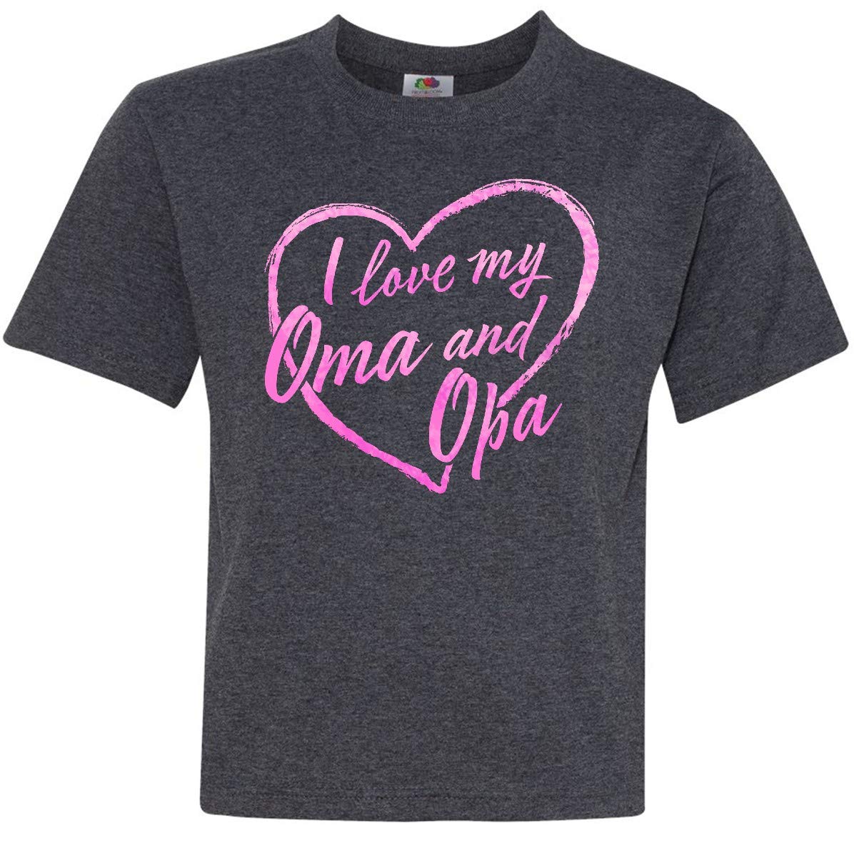 I Love My Oma and Opa Pink Chalk Heart Youth T-Shirt | Cute Grandparent Apparel for Kids | Perfect for Family Reunions & Grandparents Day Gifts