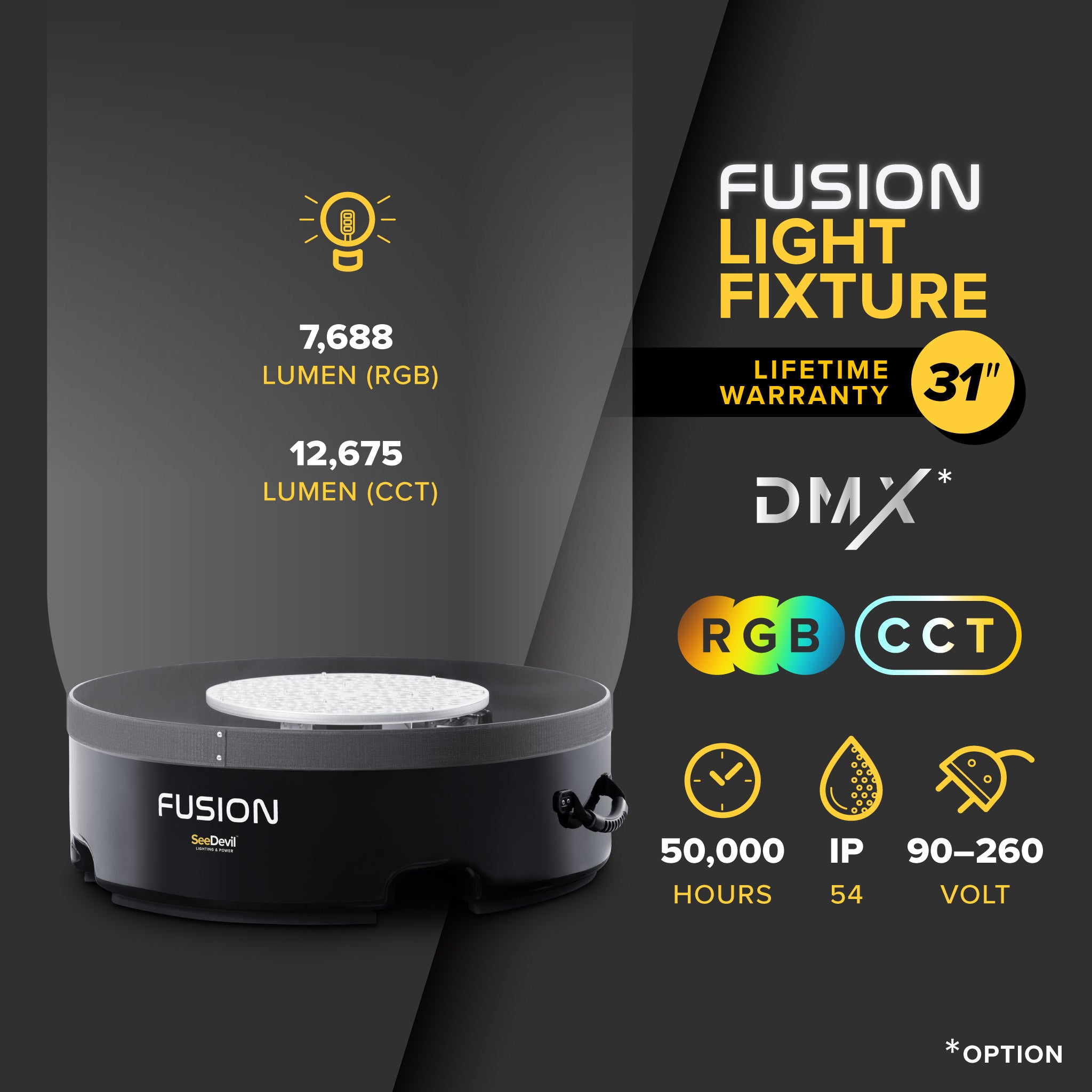 100W RGB LED Light Fixture - 31 Color Changing Smart Bulb for Home, Party & Gaming Room Lighting | Dimmable & Energy Efficient