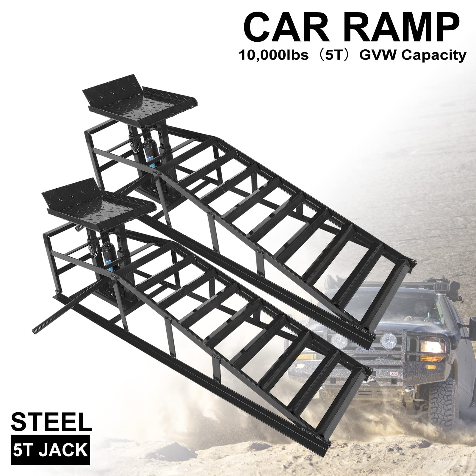Heavy Duty Hydraulic Car Ramp 10000lbs (2-Pack) - for Auto & Truck Lifting