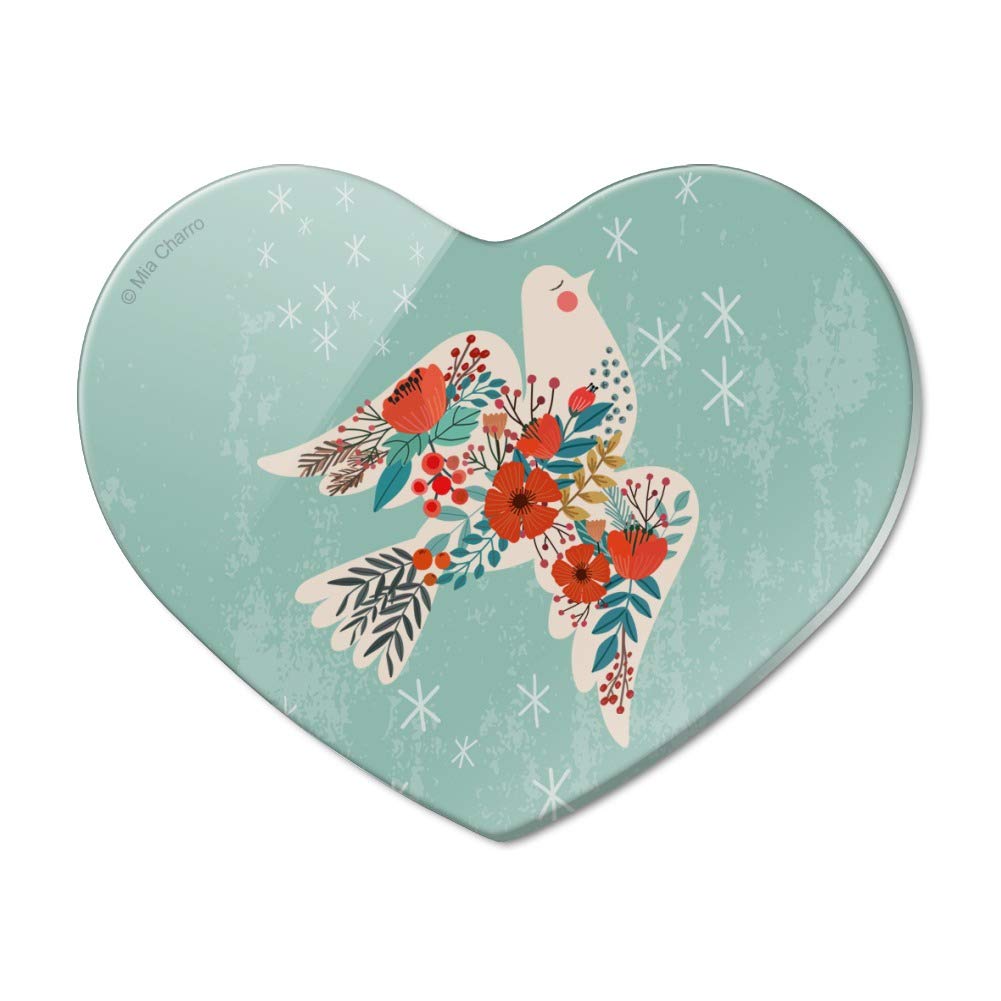 Peace Dove Christmas Heart Acrylic Fridge Magnet - Holiday Decor, Kitchen Accessory for Refrigerator, Office & Home Organization (Set of 2)