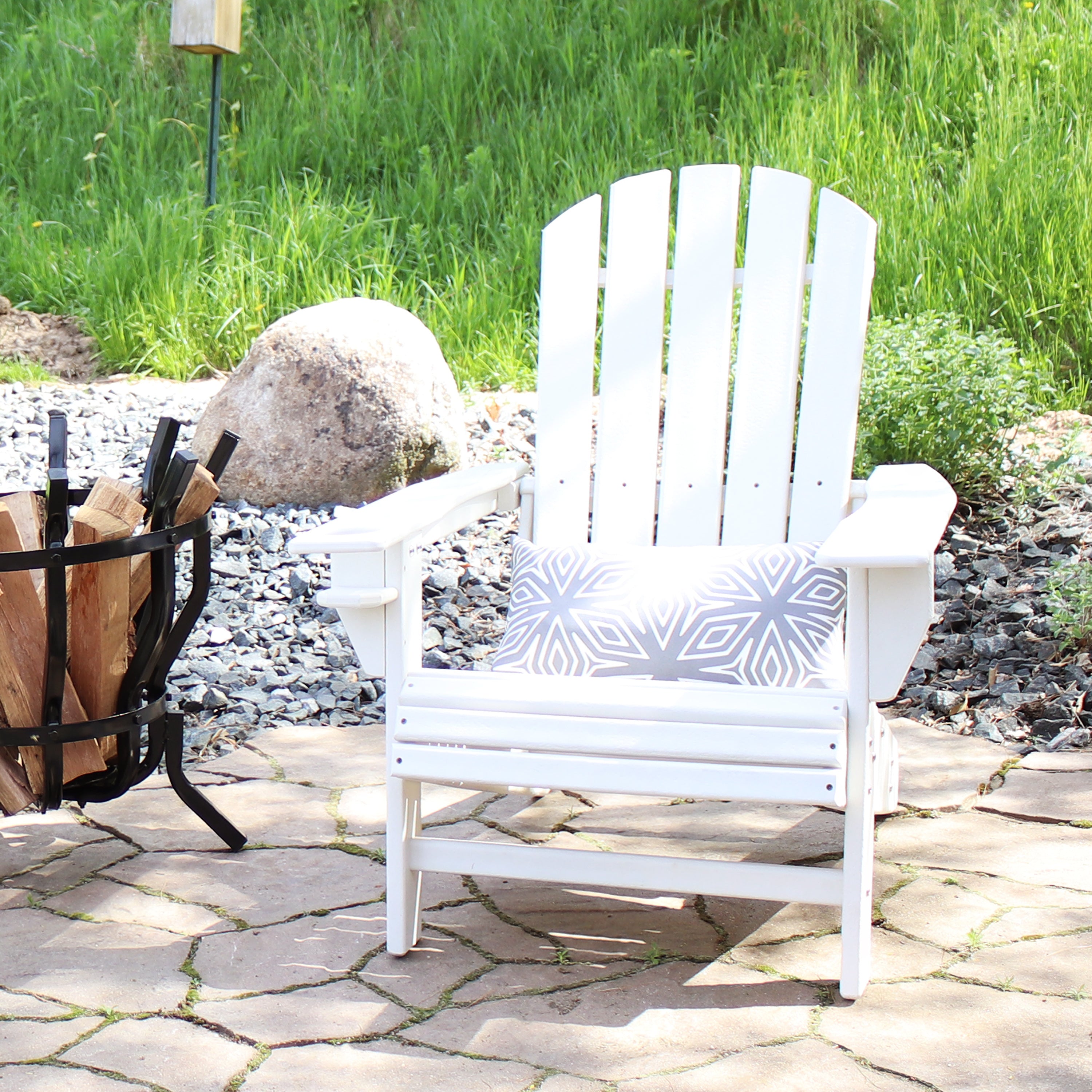 Durable All-Weather Lake Style Adirondack Chair with Cup Holder - Perfect for Outdoor Patio, Garden, Beach & Poolside Relaxation