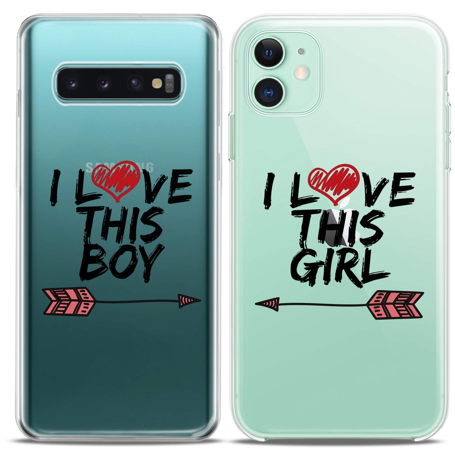 Matching Couple Phone Cases for iPhone 16/15/14/13/12/11 Pro Max/Mini/Xs/X/8 Plus/7+/Xr/SE - Cute Silicone Cover for Boyfriend & Girlfriend, Anniversary Gift for Him & Her - Perfect for Couples, Dating & Romantic Occasions