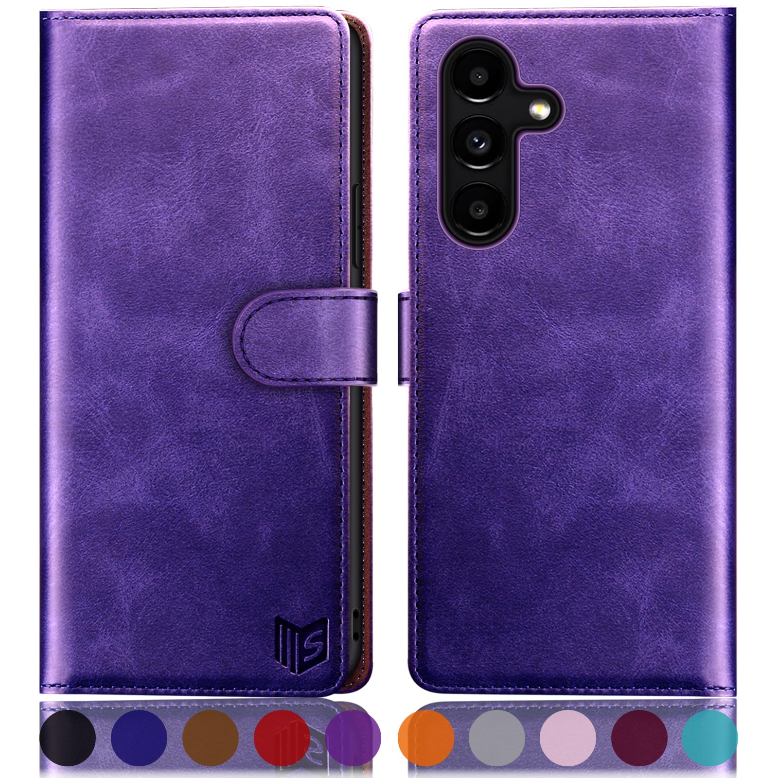 SUANPOT Samsung Galaxy S24 Plus Wallet Case with RFID Blocking Credit Card Holder, Flip Book PU Leather Protective Cover for S24+ (Purple) - Perfect for Business Travel & Daily Use