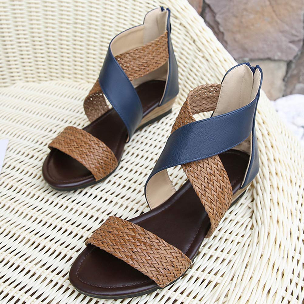 Women's Open Toe Gladiator Sandals - Criss Cross Strap Summer Sandals for Beach, Vacation & Casual Outfits | Rismart Comfortable Walking Shoes
