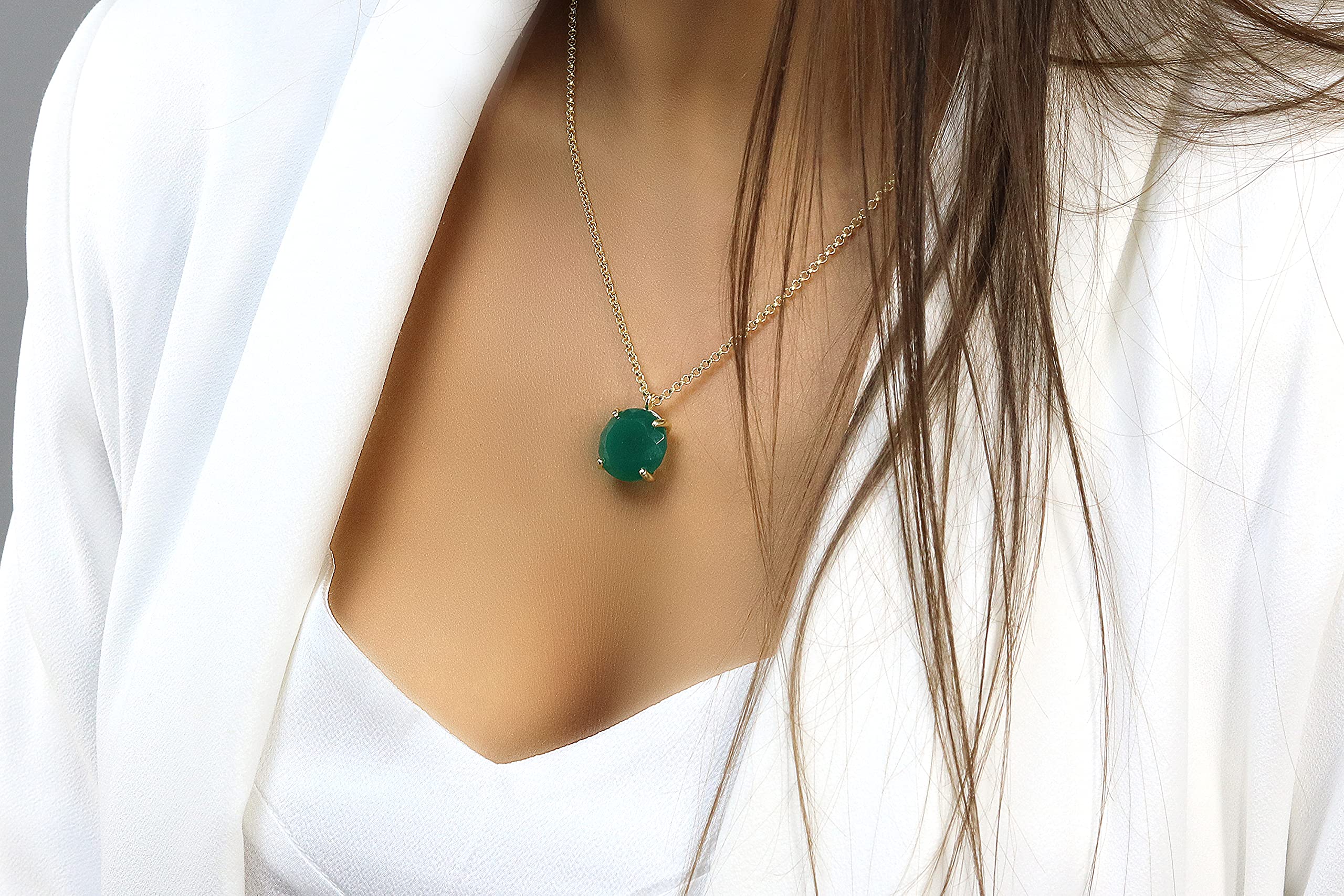 Handmade Green Onyx Statement Necklace for Women - Customizable Pendant Jewelry for Bridal, Wedding, Anniversary & Mother's Day Gifts | Birthstone Necklace for Special Occasions & Everyday Elegance