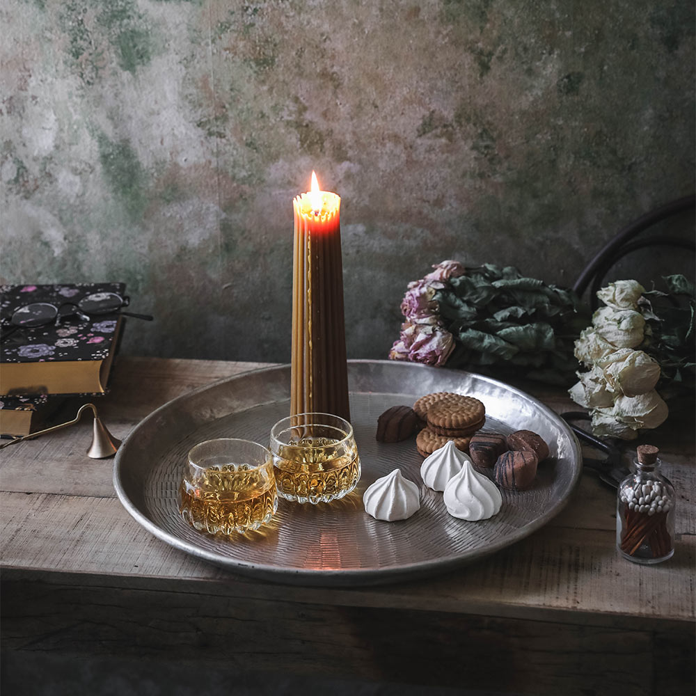 Handmade Beeswax Fluted Pillar Candles - Natural Unscented 10