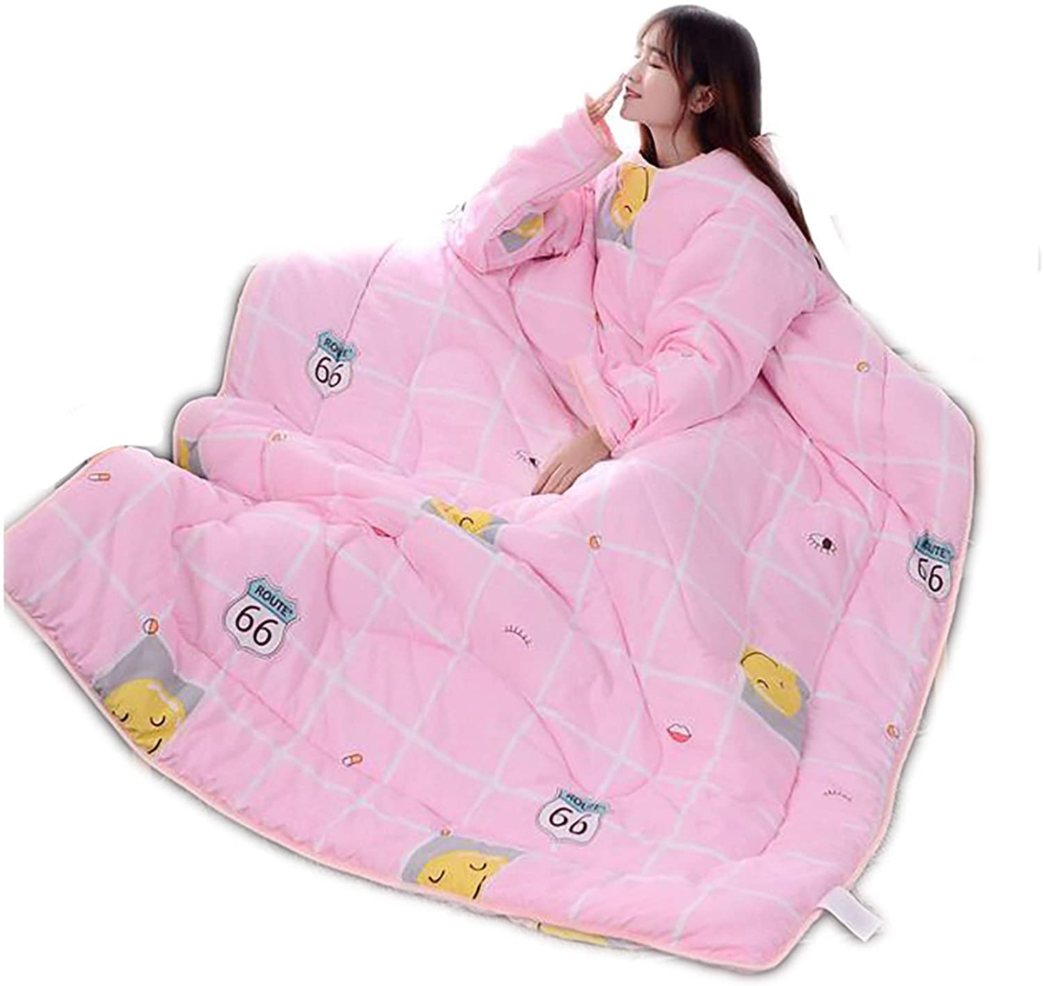 MOSHUO Wearable Blanket with Sleeves - Soft Winter Sherpa Fleece Quilted Throw for Women & Teens - Cozy Oversized Blanket for Couch, Bed, Movie Nights (Pink) - Perfect for Netflix Binges, Camping & Cold Weather Snuggles