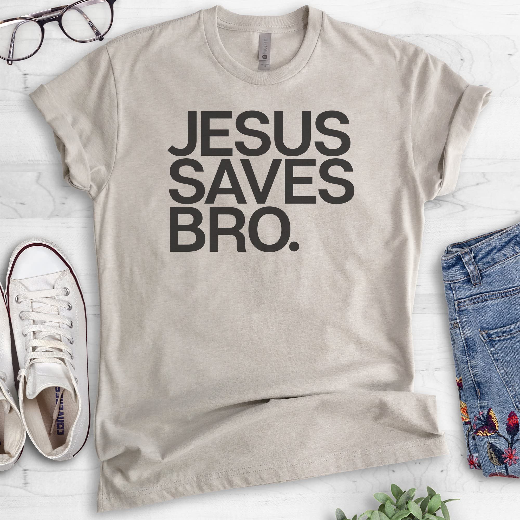Jesus Saves Bro T-Shirt - Unisex Christian Faith Tee for Men & Women - Religious Apparel for Church, Bible Study & Everyday Wear