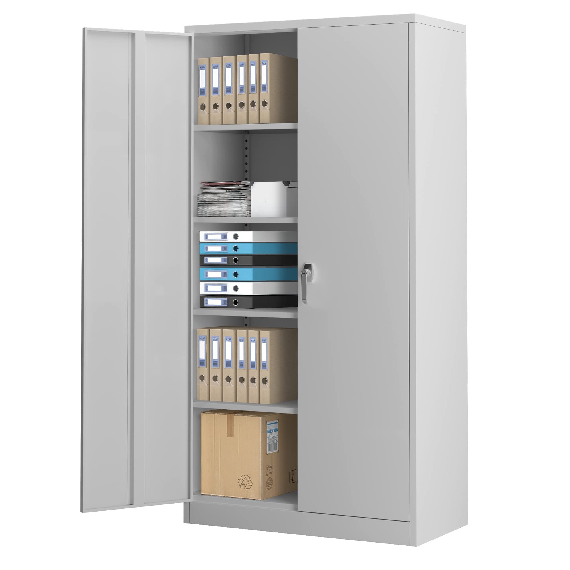 Aobabo 72'' Tall Metal Storage Cabinet with Lock - Steel Storage Cabinet with Door & Shelves for Office, Home, Garage - Secure Storage for Tools, Files & Supplies (Assembly Required)