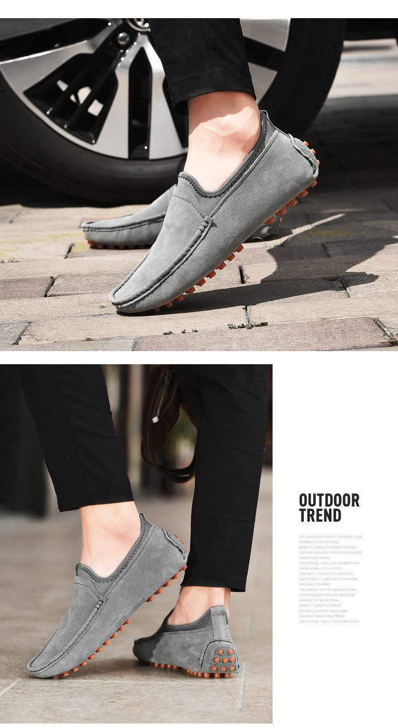 Santimon Men's Penny Loafers - Genuine Suede Slip-On Driving Moccasins - Casual Dress Boat Shoes for Work, Travel & Everyday Comfort