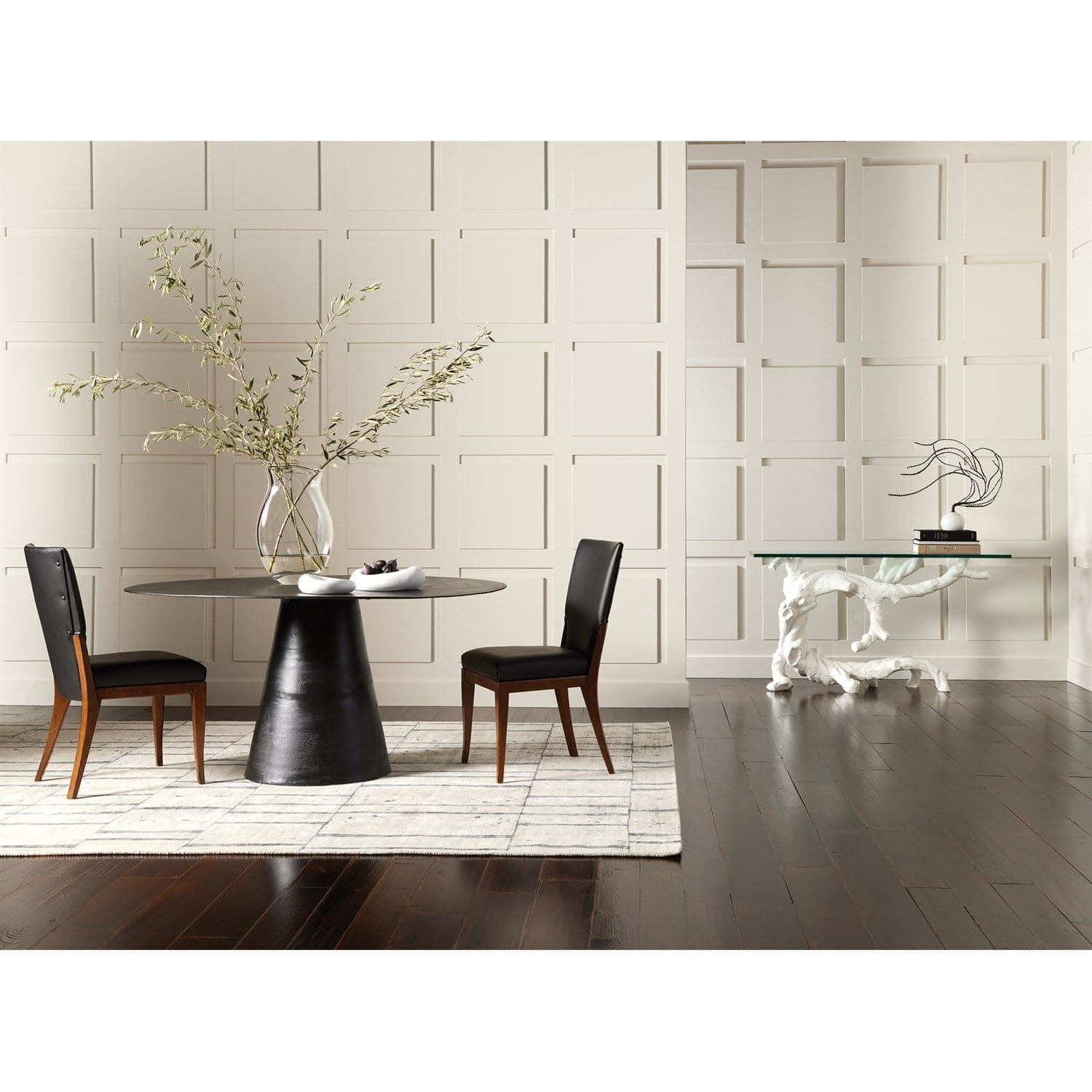 Premium Apex Dining Table with Blackened Finish - Modern & Elegant for Home Dining Room, Kitchen, or Office Conference Area