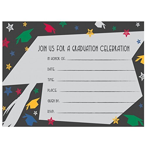 Chalk It Up Graduation Party Invitations - Pack of 25 Bulk Invites for High School & College Grad Celebrations - Perfect for Commencement, Open House & Graduation Party Decorations