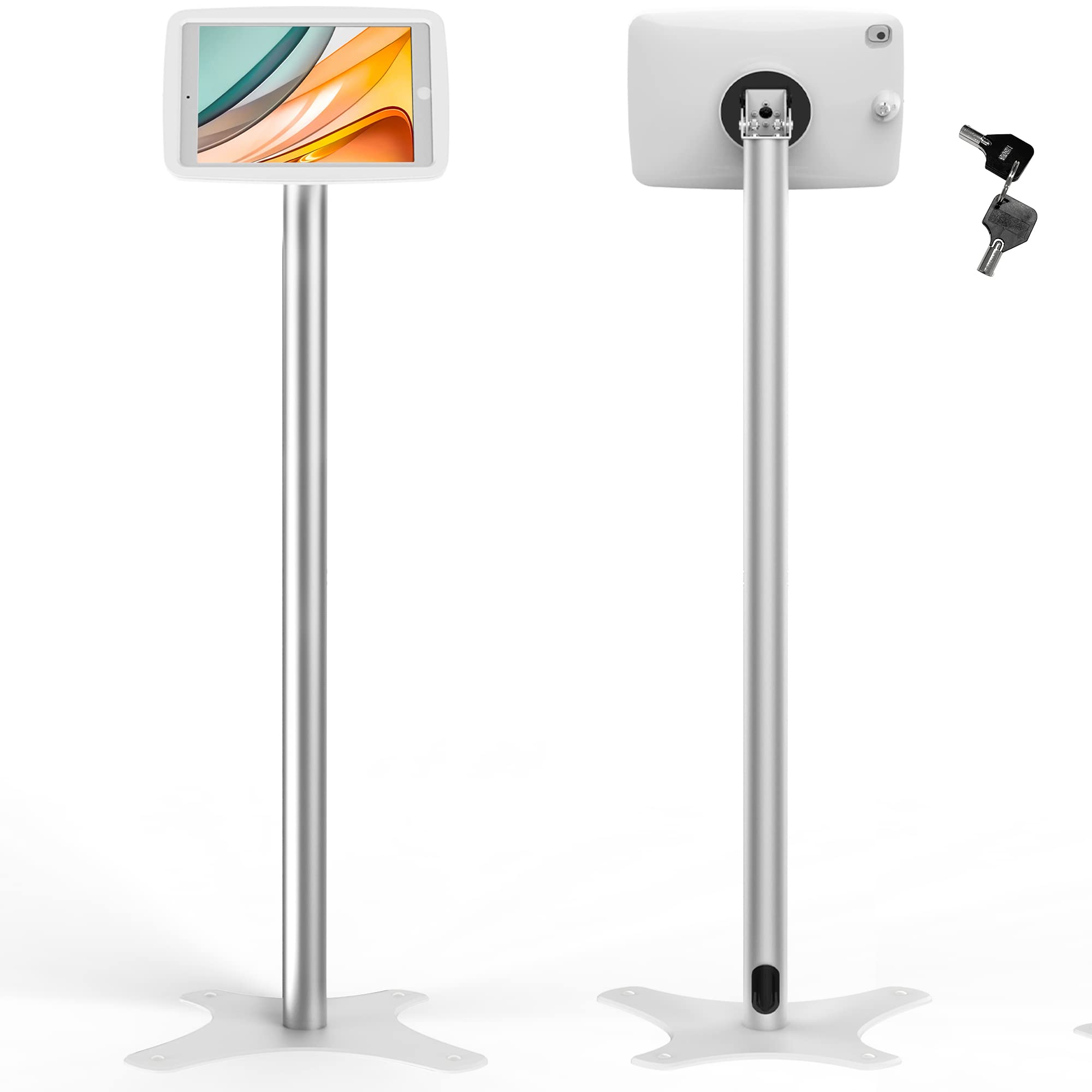 Adjustable Tablet Kiosk Floor Stand - Compatible with 10.2