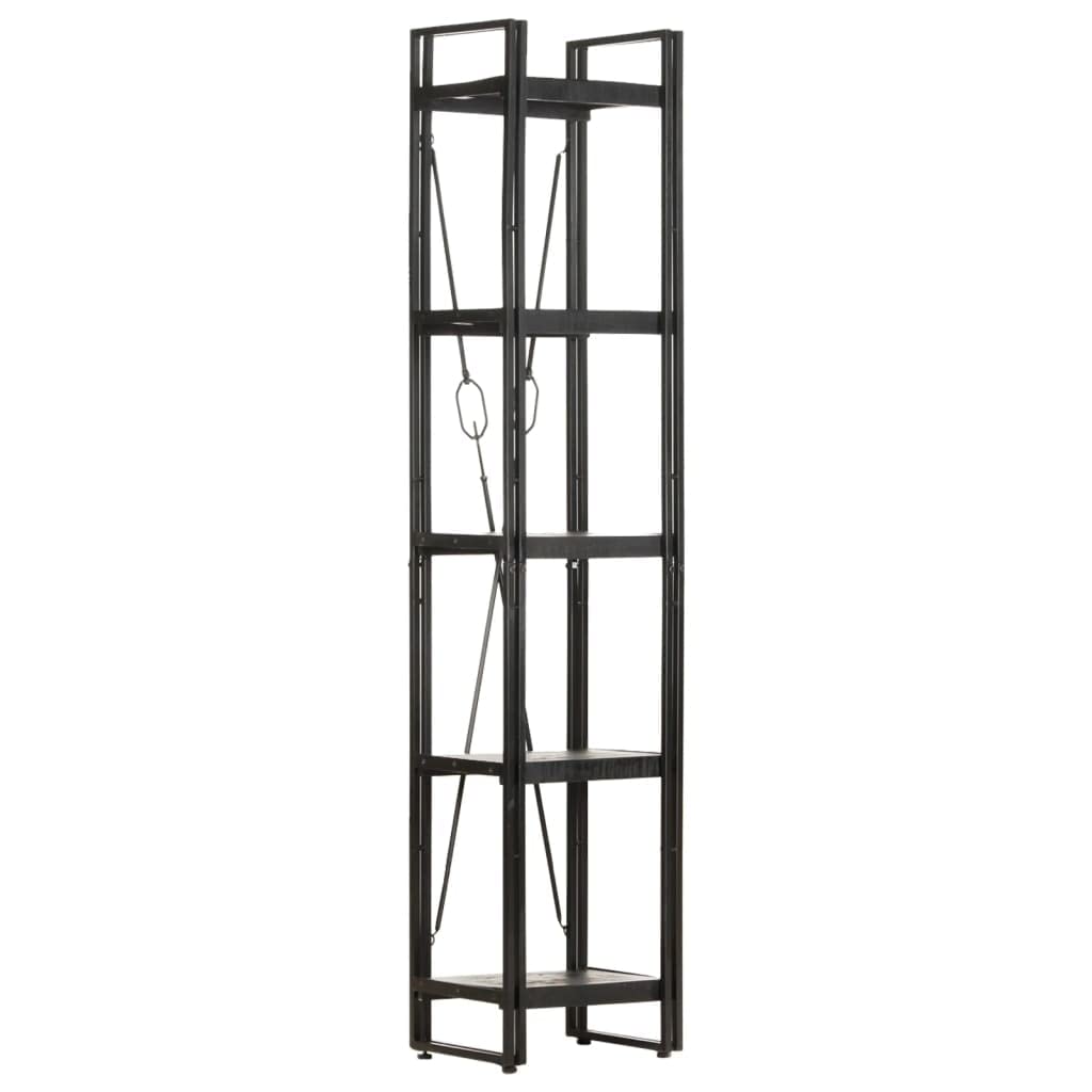 Modern 5-Tier Open Bookcase with Solid Mango Wood & Metal Frame - Freestanding Display Shelf & Storage Organizer (15.7