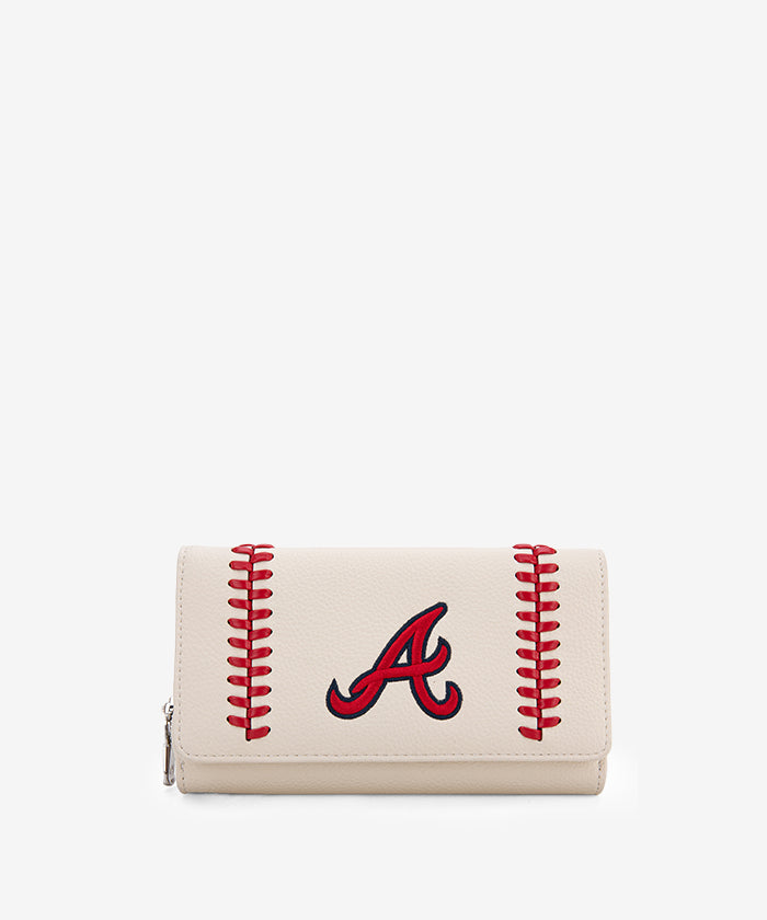 MLB Atlanta Braves Genuine Leather Wallet for Men - Stylish & Durable Bifold Wallet for Baseball Fans - Perfect for Gifts, Game Days & Everyday Use