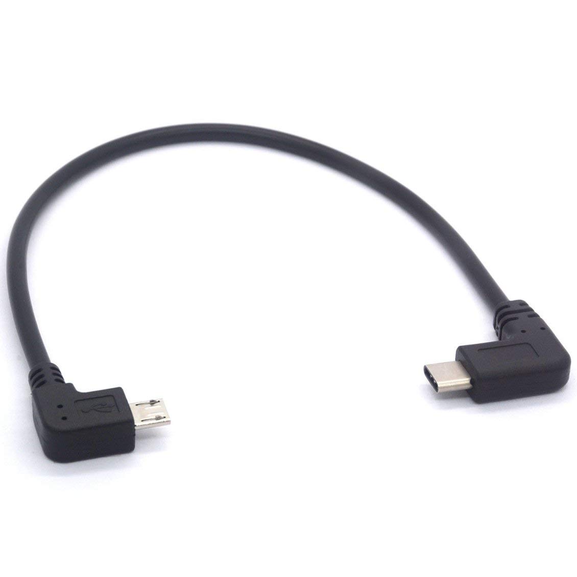 90 Degree Right Angle USB C to Micro USB Cable - Fast Charging & Data Sync Adapter for Samsung, LG, Android Smartphones & Tablets - Durable Nylon Braided Cord for Gaming, Travel, Office & Car Charging - Perfect for Tight Spaces, Bedsides, Backpacks & Low-Clearance Areas - Ideal for Charging in Compact Cars, Airplanes & Crowded Desks - Great for Gaming Consoles, Power Banks & Portable Devices