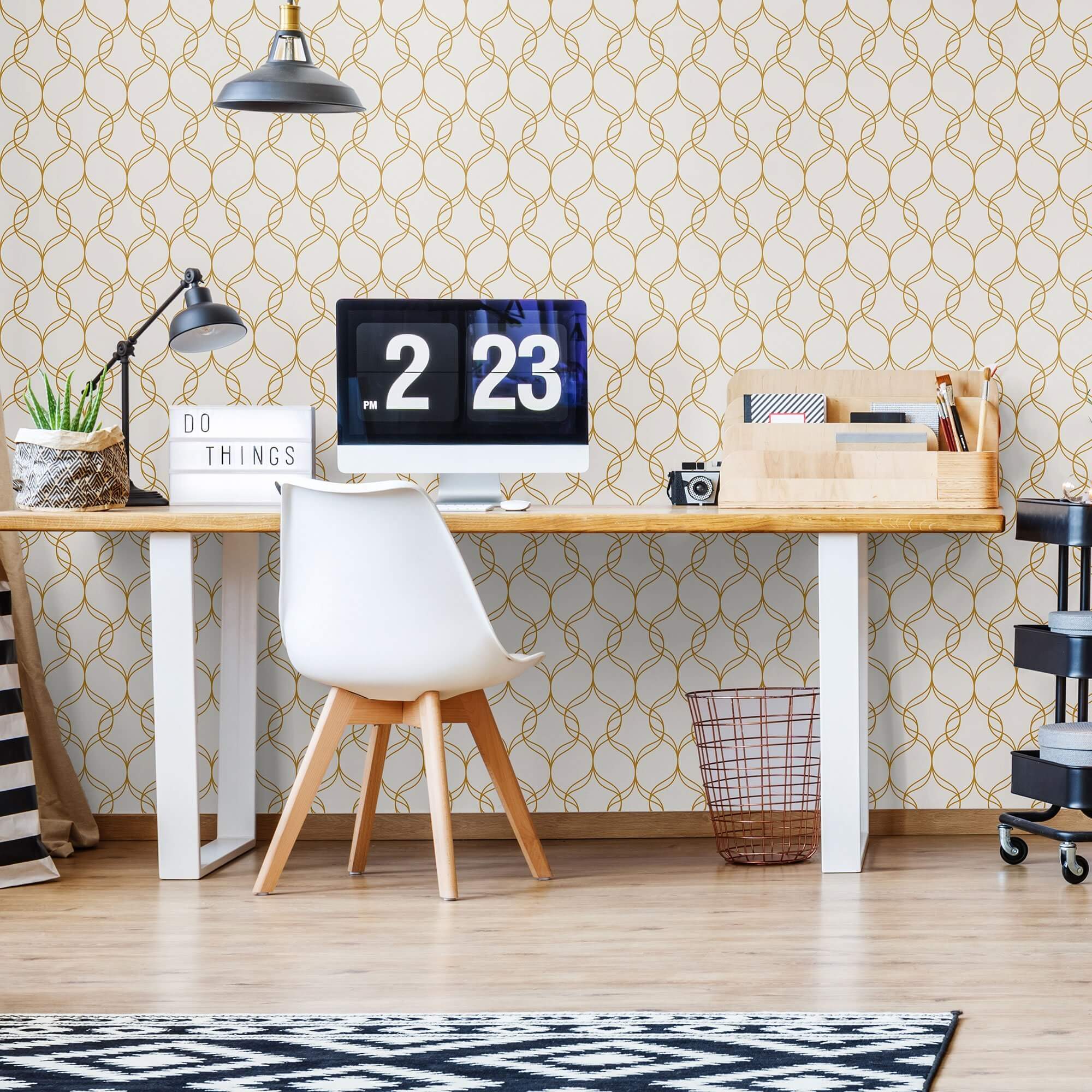 Golden Look Geometric Peel and Stick Removable Wallpaper - Self-Adhesive Wall Decor for Bedroom, Living Room & Office - Easy to Install & Remove - Modern Home Design (Style 8852)