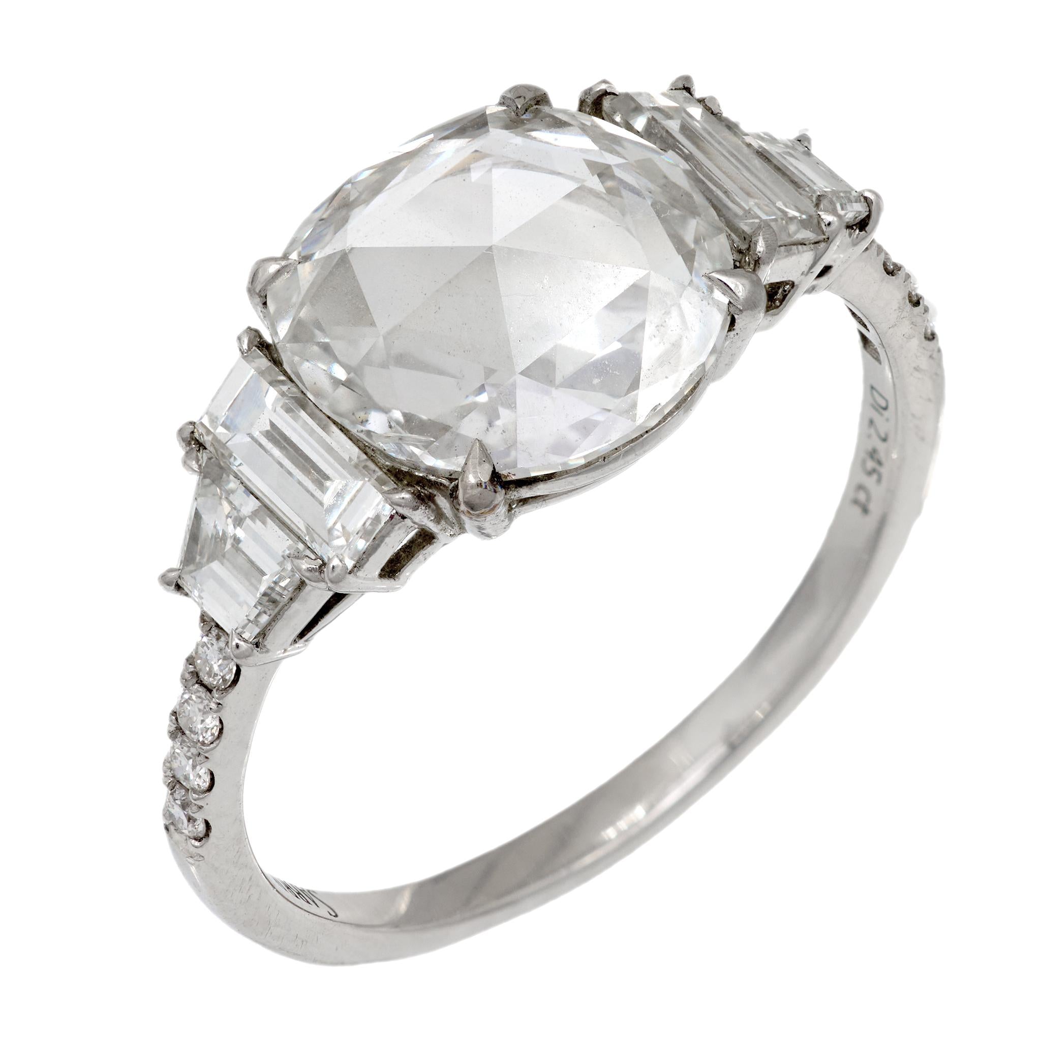 2.45 Carat GIA Certified Rose Cut Diamond Platinum Engagement Ring for Women - Perfect for Proposals, Weddings & Anniversary Gifts