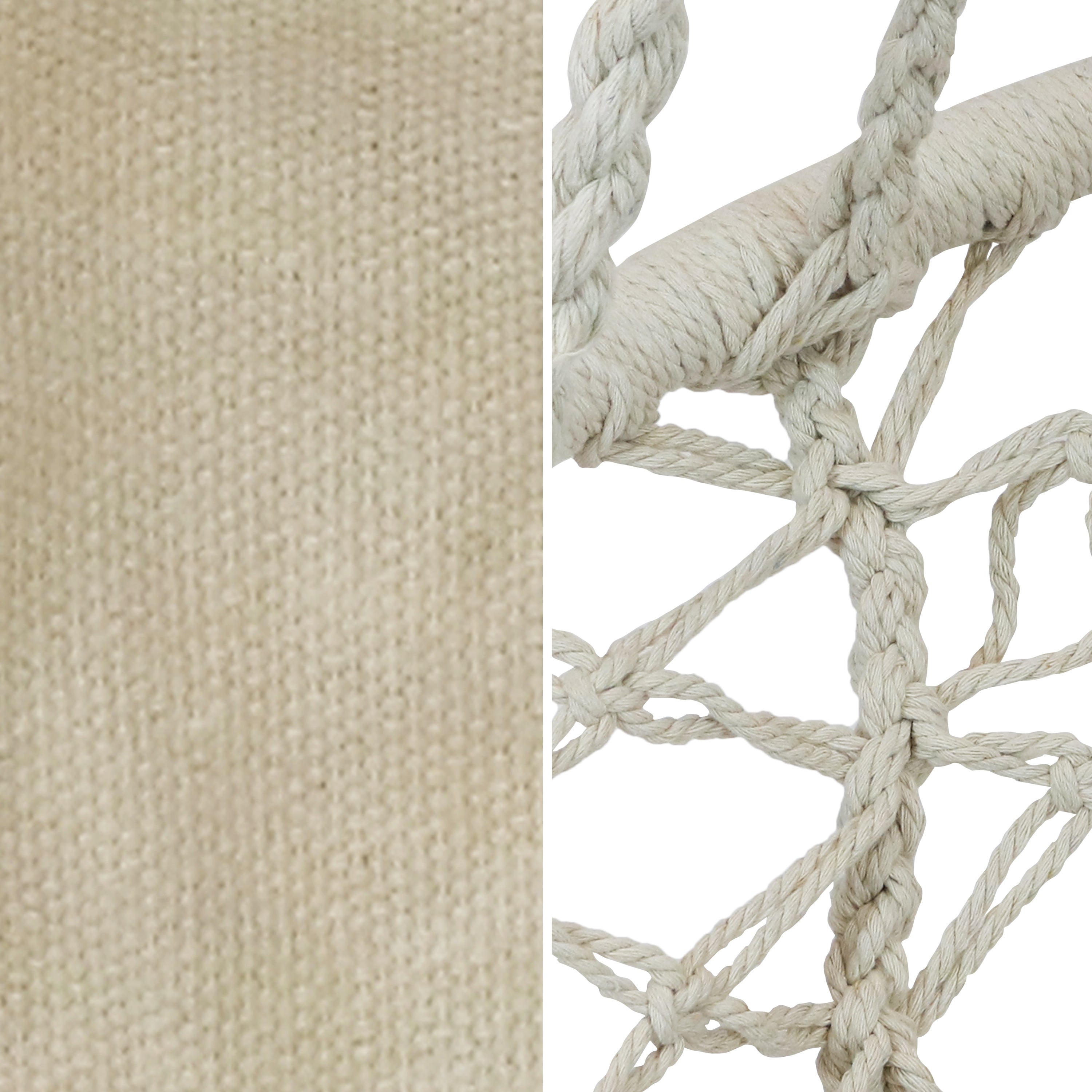 Sunnydaze Macrame Hanging Hammock Chair with Tassels & Cushion - White Cotton Boho Style Swing Seat for Indoor Outdoor Patio, Garden, Balcony Relaxation