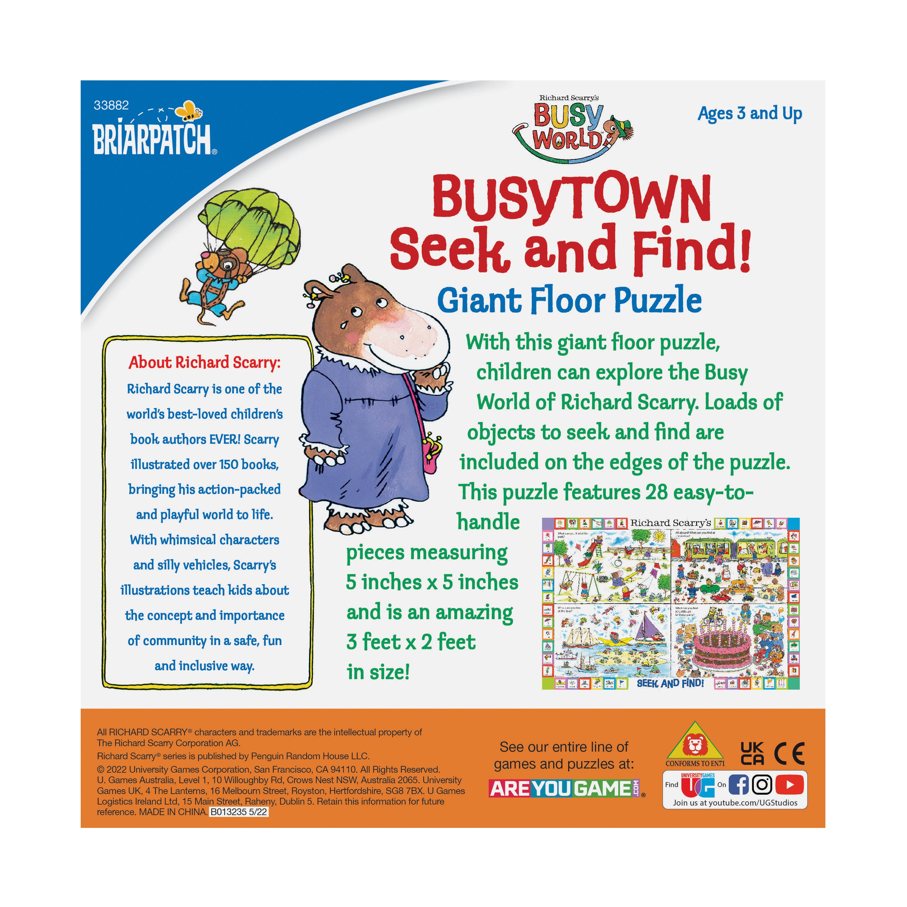 Briarpatch Richard Scarry's Busytown Seek & Find Giant Floor Puzzle - 28 Piece Educational Kids Puzzle for Learning & Playtime Fun | Perfect for Family Game Night & Preschool Activities